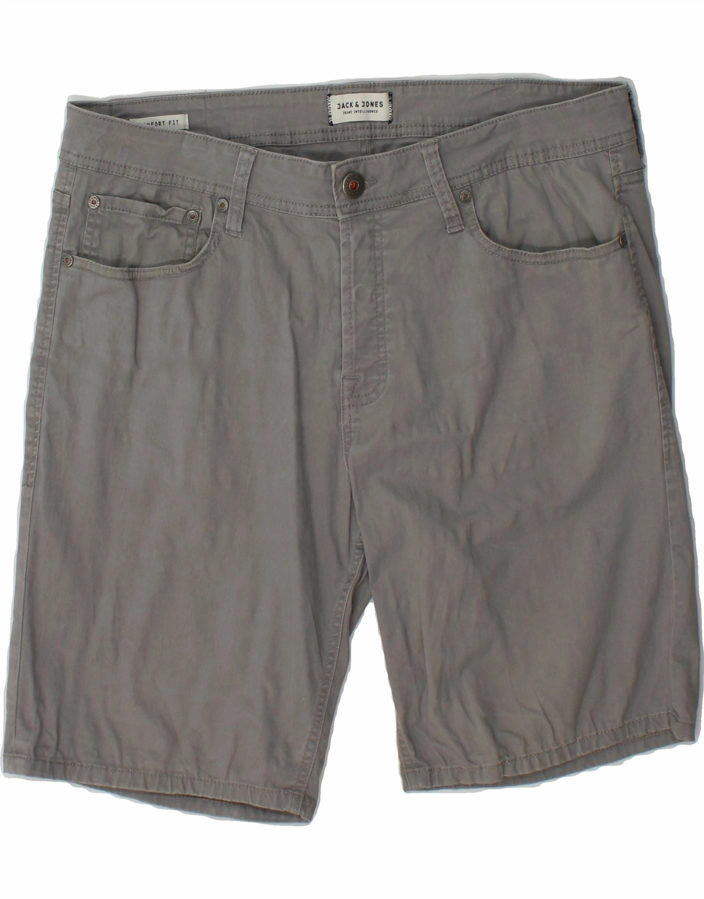Comfort Fit JACK & JONES Mens Comfort Fit Casual Shorts Large W34 Grey Cotton