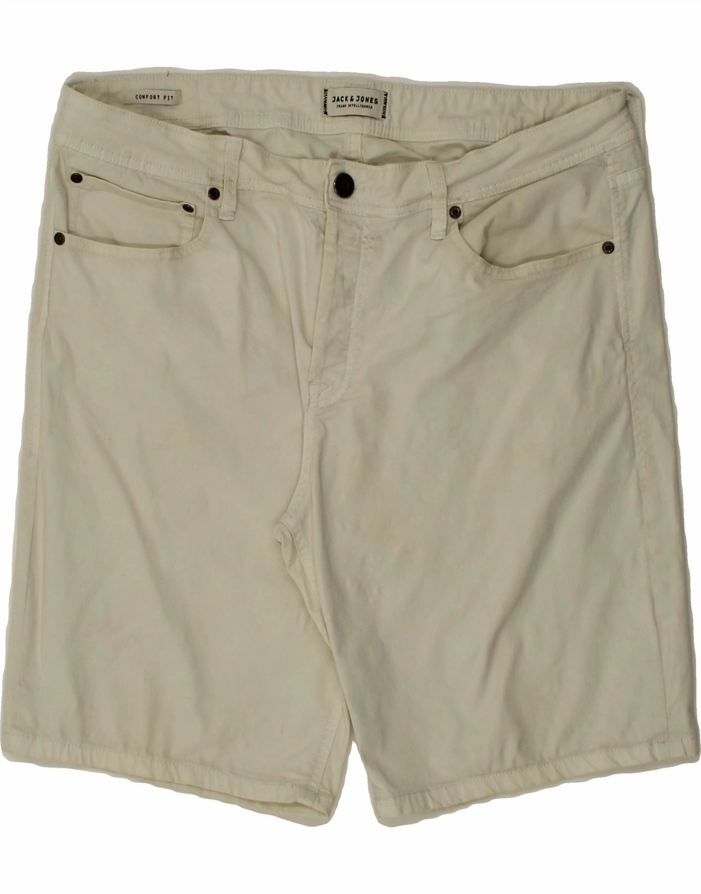 Pilates wear Beach Vibes JACK & JONES Mens Comfort Fit Denim Shorts XL W36 White Cotton