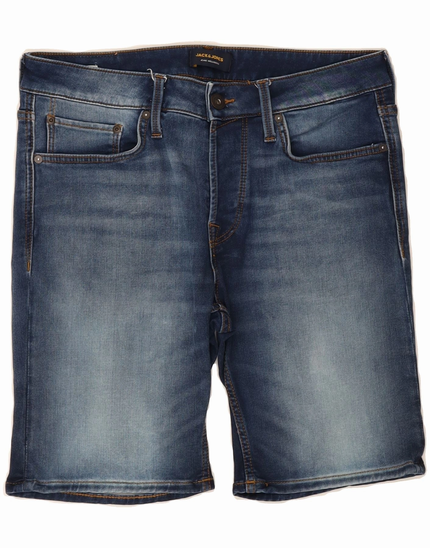 Anti Slip Waistband JACK & JONES Mens Denim Shorts Medium W32 Blue Cotton