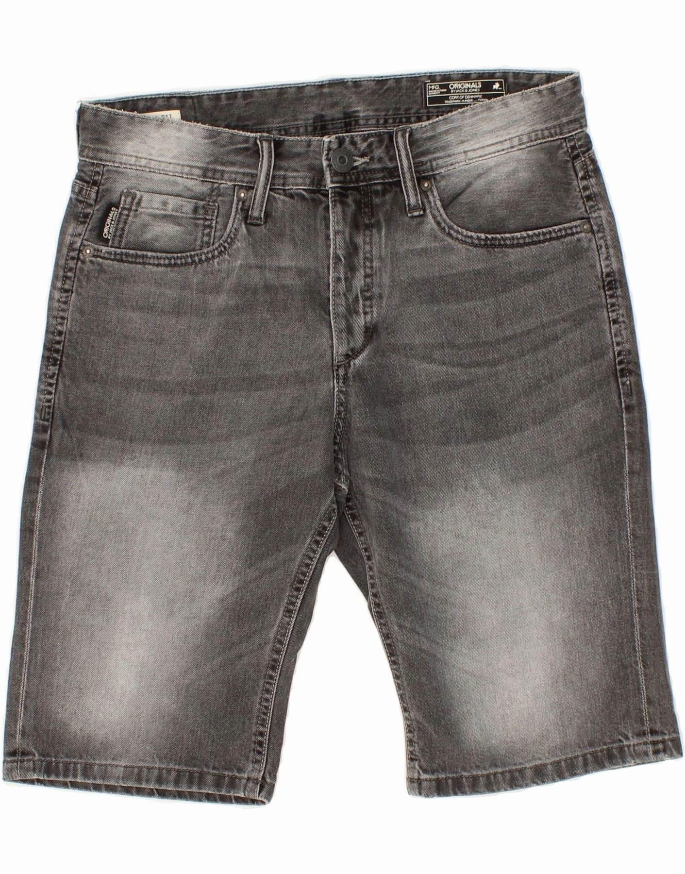 JACK & JONES Mens Denim Shorts Small W30  Grey Cotton Versatile Layering Capability No Pressure Fit