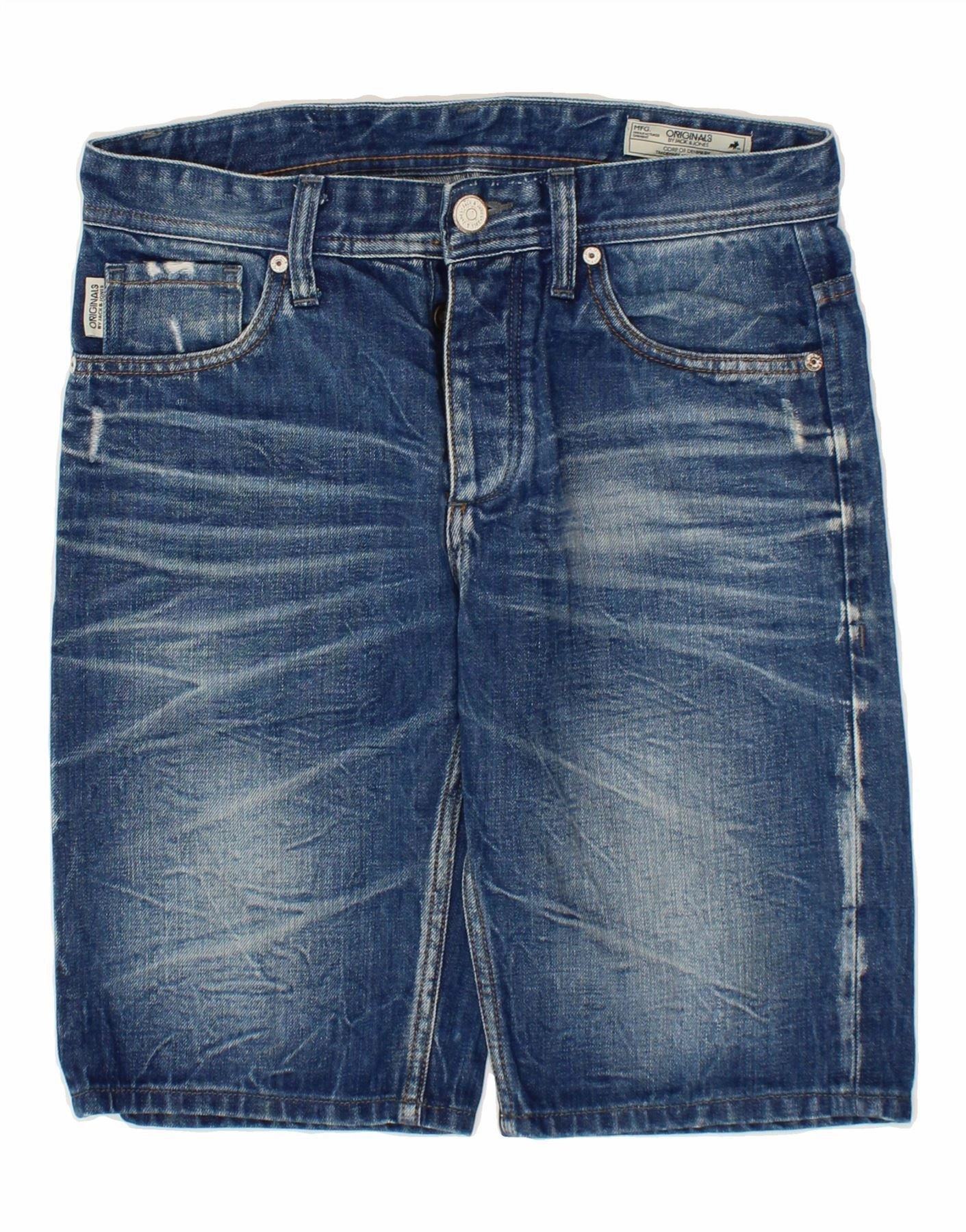 JACK & JONES Mens Denim Shorts W30 Medium Blue Cotton Travel Wear