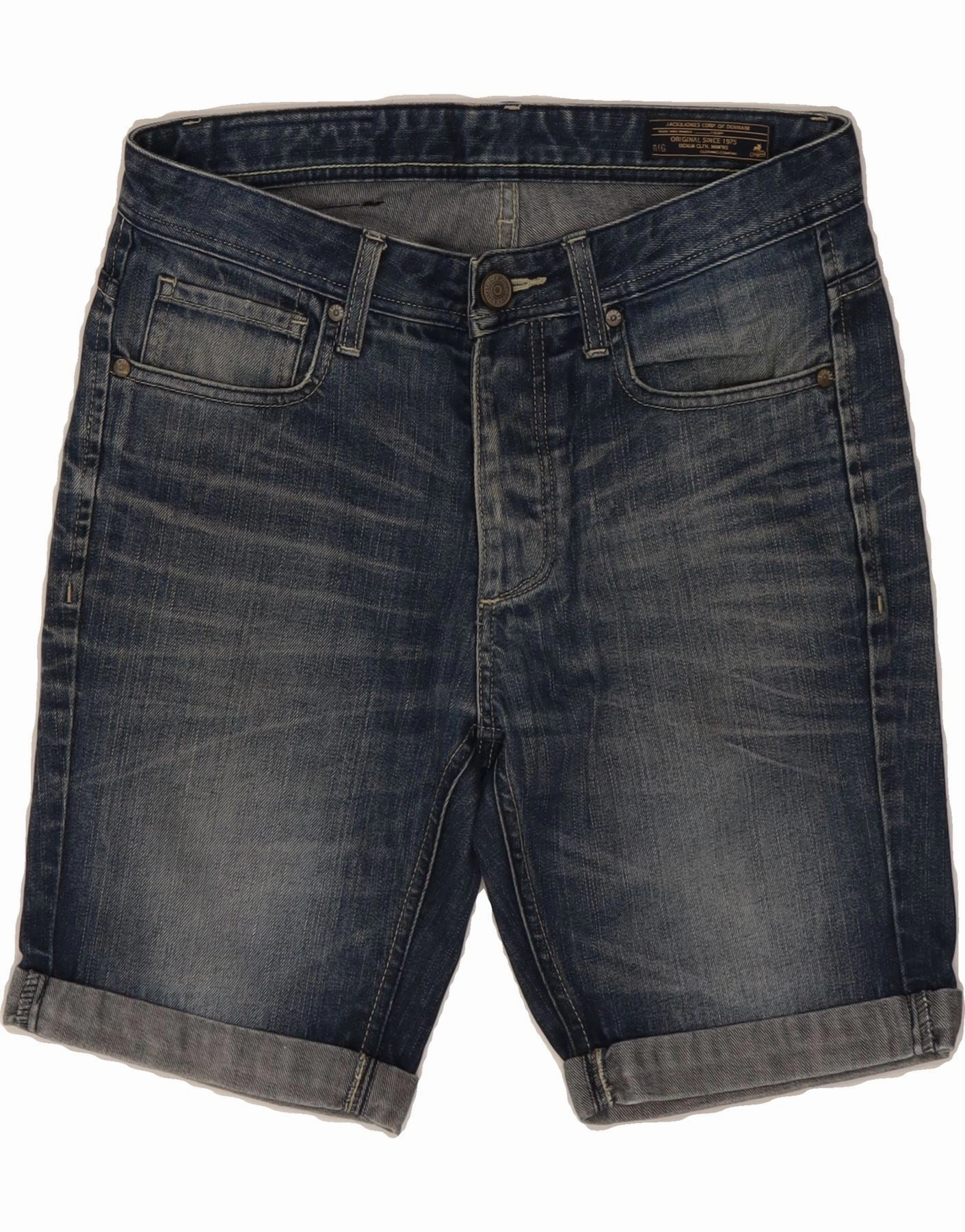JACK & JONES Mens Denim Shorts W32 Medium Navy Blue Sleek Comfort Wear Tight Fit