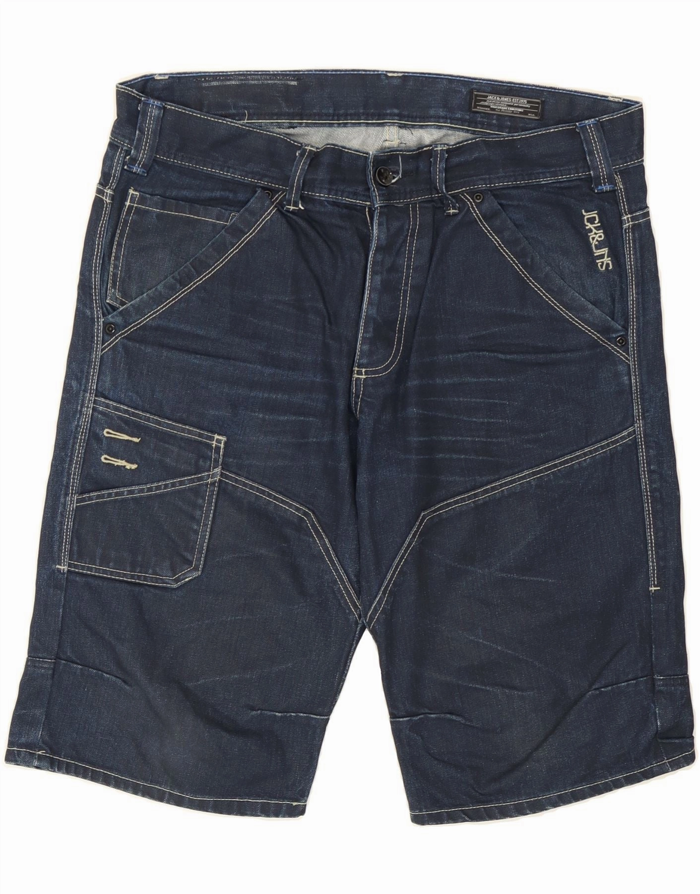 JACK & JONES Mens Denim Shorts W36 Large Navy Blue Body Movement