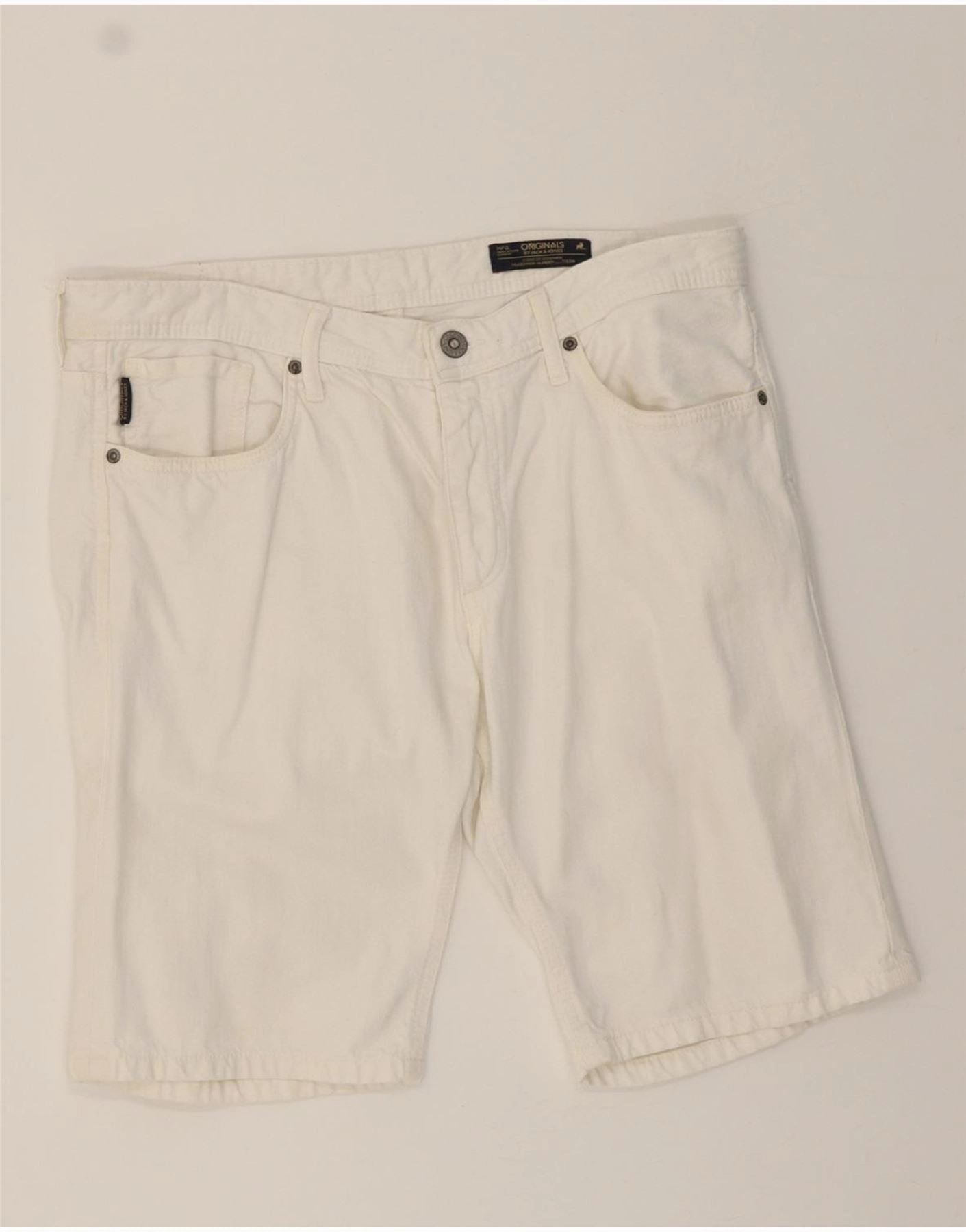 Minimal Design JACK & JONES Mens Denim Shorts W36 Large White Cotton