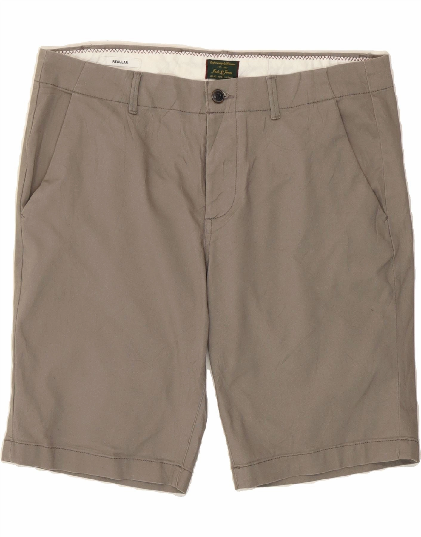 Basic Stretch JACK & JONES Mens Regular Chino Shorts W34 Large Grey Cotton