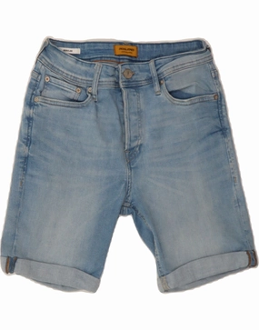 JACK & JONES Mens Regular Denim Shorts Small W27 Blue Cotton Flexible shape Patchwork Design