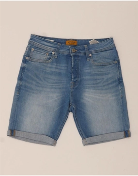 JACK & JONES Mens Regular Denim Shorts Small W29  Blue Cotton Ombre effect