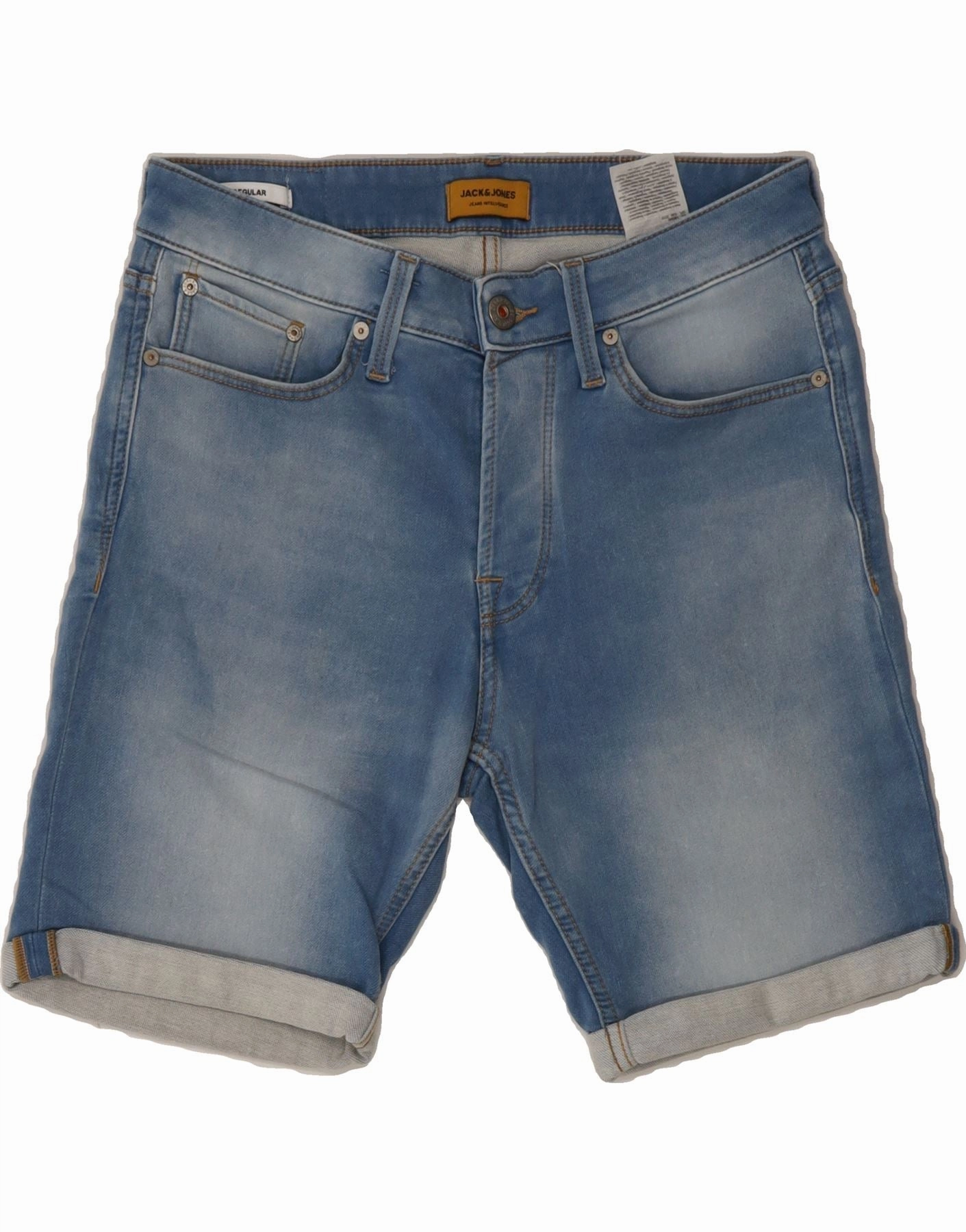 JACK & JONES Mens Regular Denim Shorts W30 Medium Blue Cotton Pocket Reinforcement