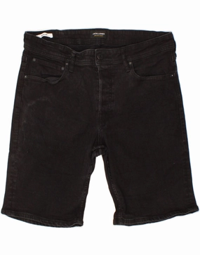 Quick Dry Technology JACK & JONES Mens Regular Denim Shorts XL W38  Black Cotton