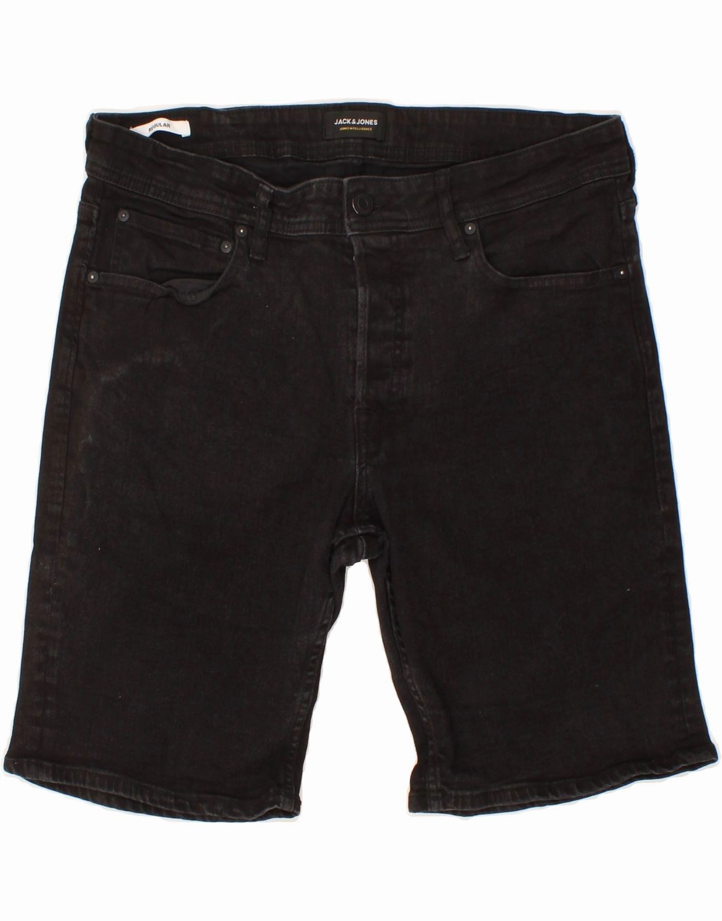 Quick Dry Technology JACK & JONES Mens Regular Denim Shorts XL W38  Black Cotton