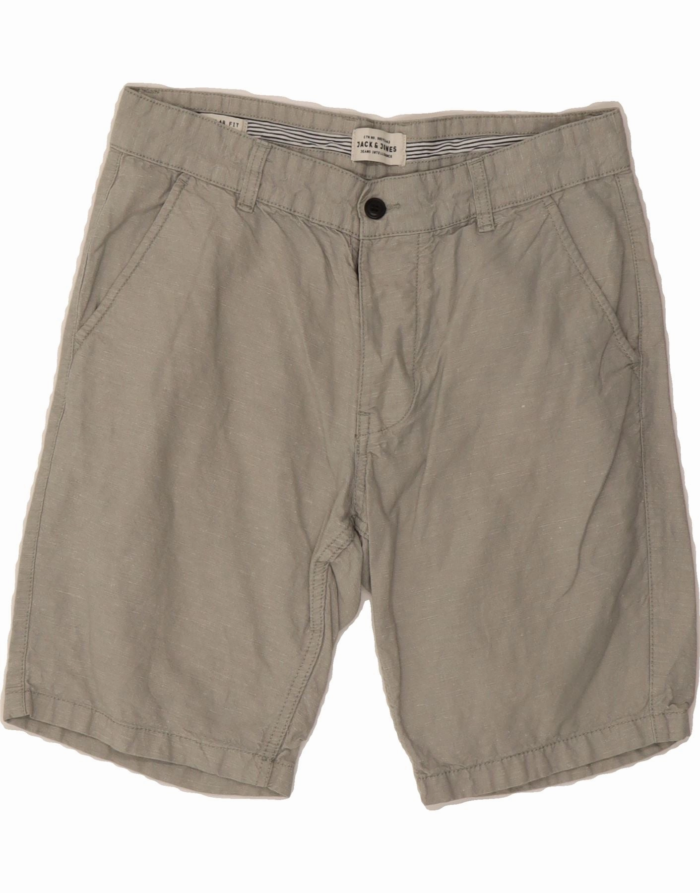 JACK & JONES Mens Regular Fit Chino Shorts Medium W31 Grey Cotton Metallic accents