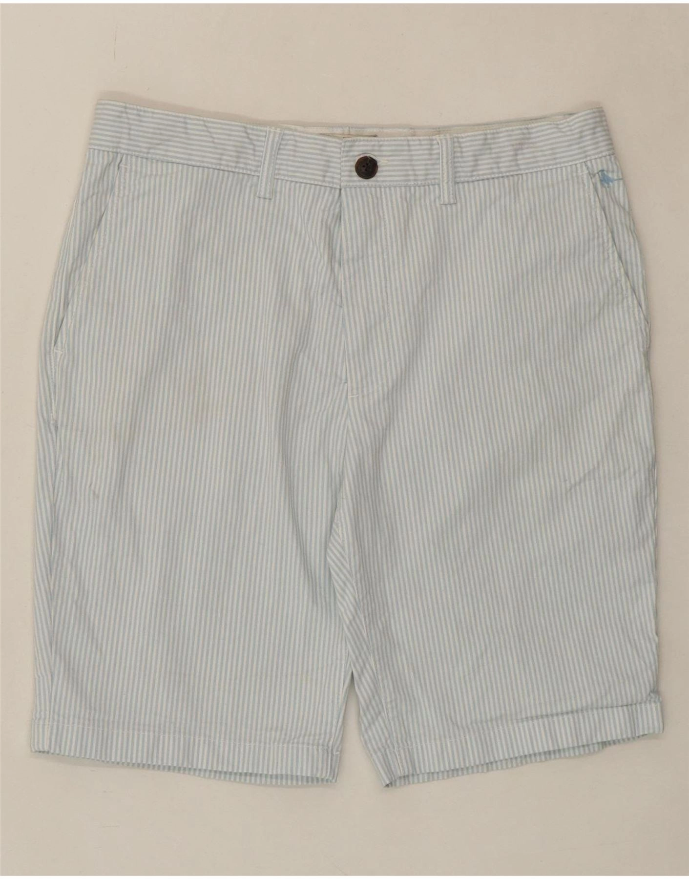 JACK WILLS Mens Chino Shorts W32 Medium Blue Pinstripe Cotton Breezy Fit
