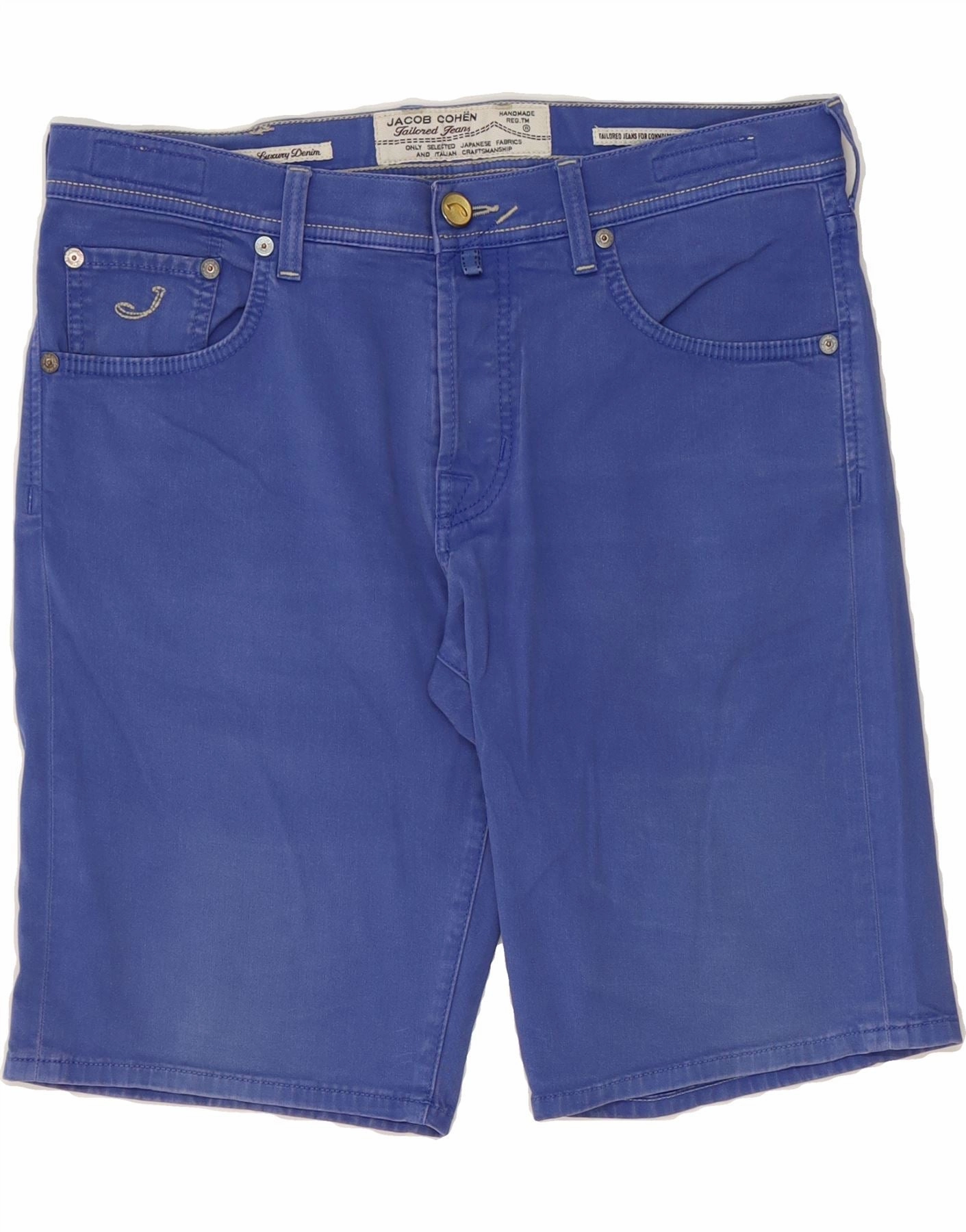 JACOB COHEN Mens Tailored Denim Shorts W34 Large  Blue Cotton Anti - odor Go Soft
