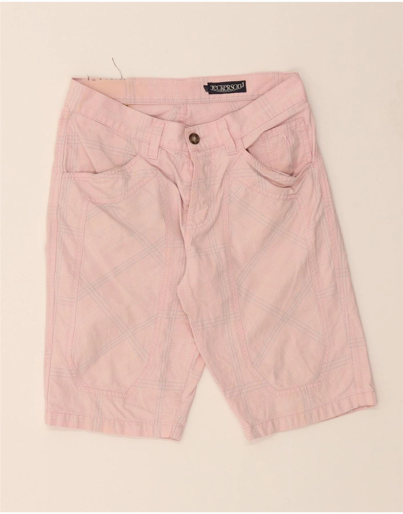 windproof JECKERSON Mens Bermuda Shorts W30 Medium Pink Check Cotton
