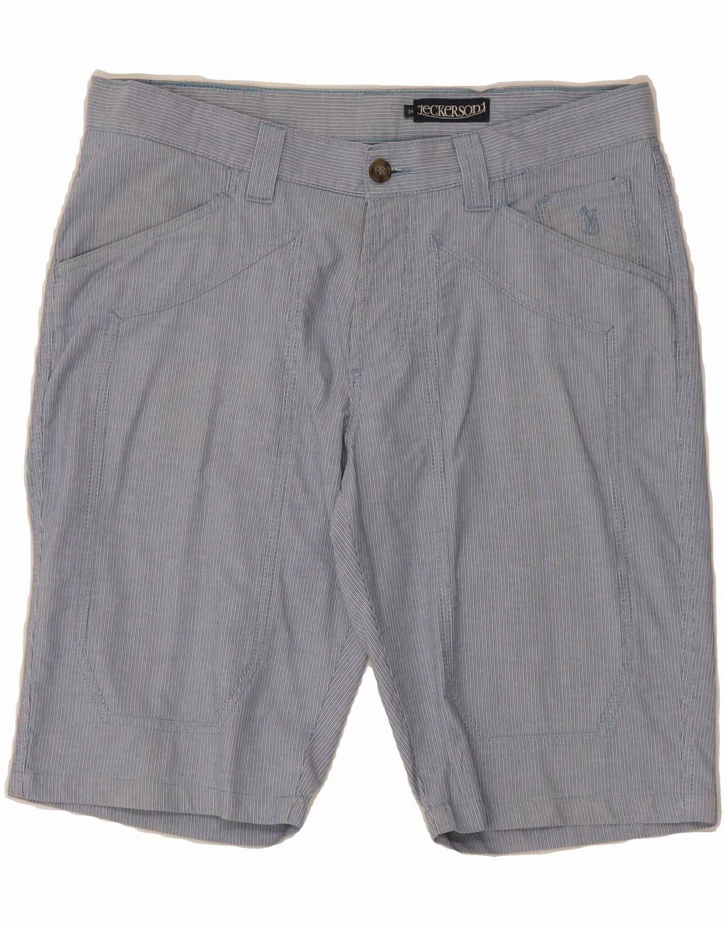 OdorControlTech Ombre effect JECKERSON Mens Casual Shorts W34 Large Blue Striped Cotton