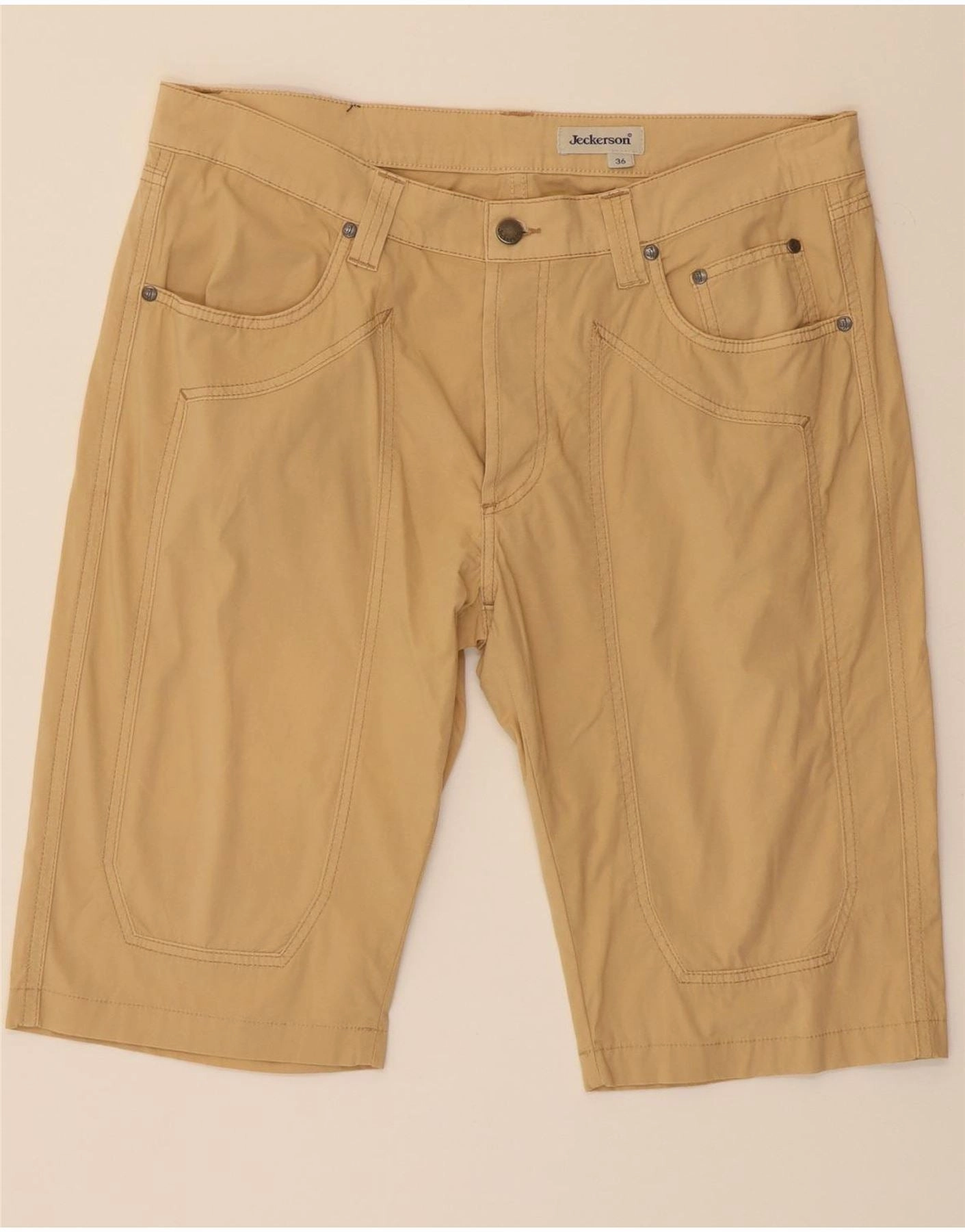 Stylish Shorts JECKERSON Mens Casual Shorts W36 Large Brown Cotton