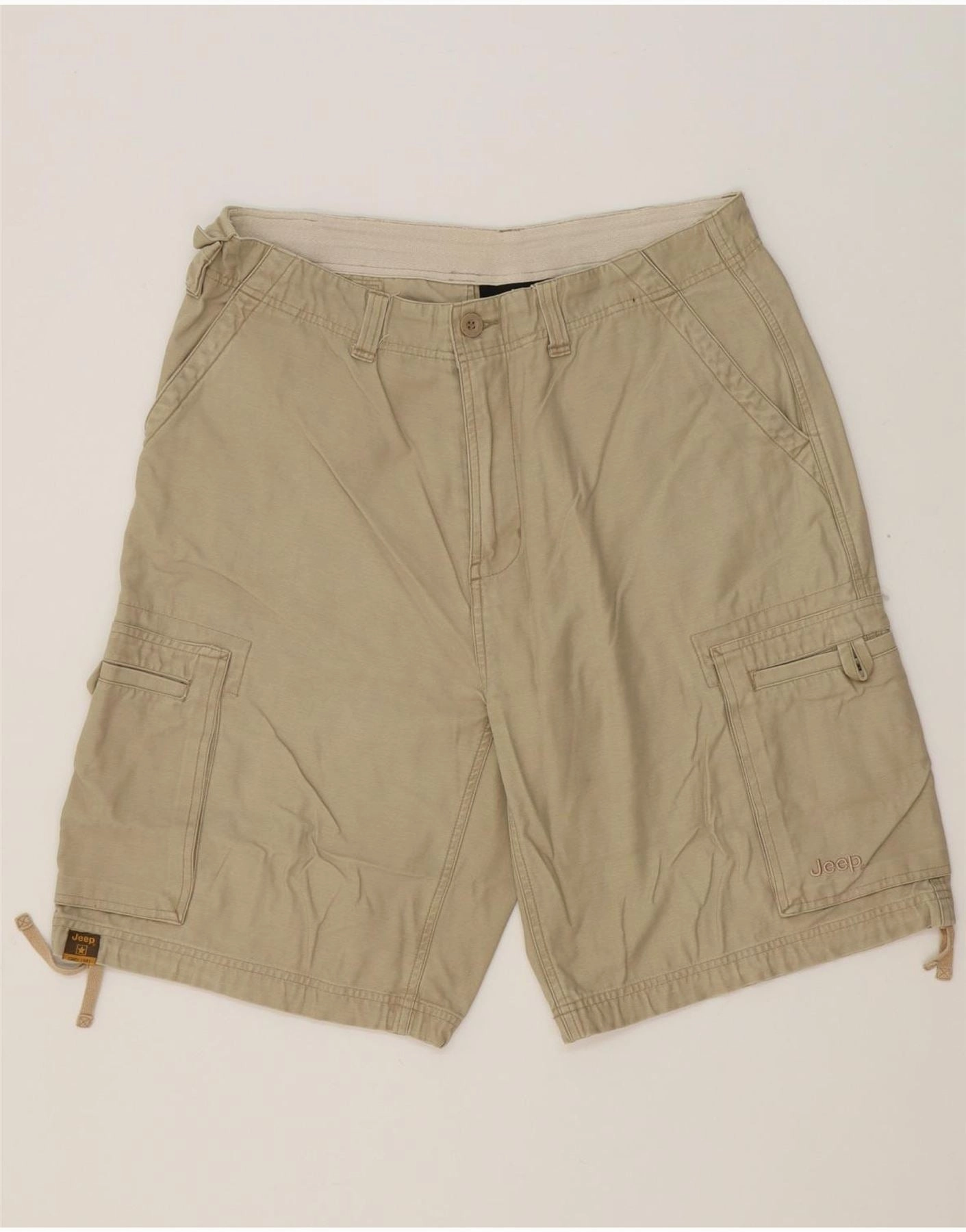 Versatile Shorts JEEP Mens Cargo Shorts W34 Large  Beige Cotton