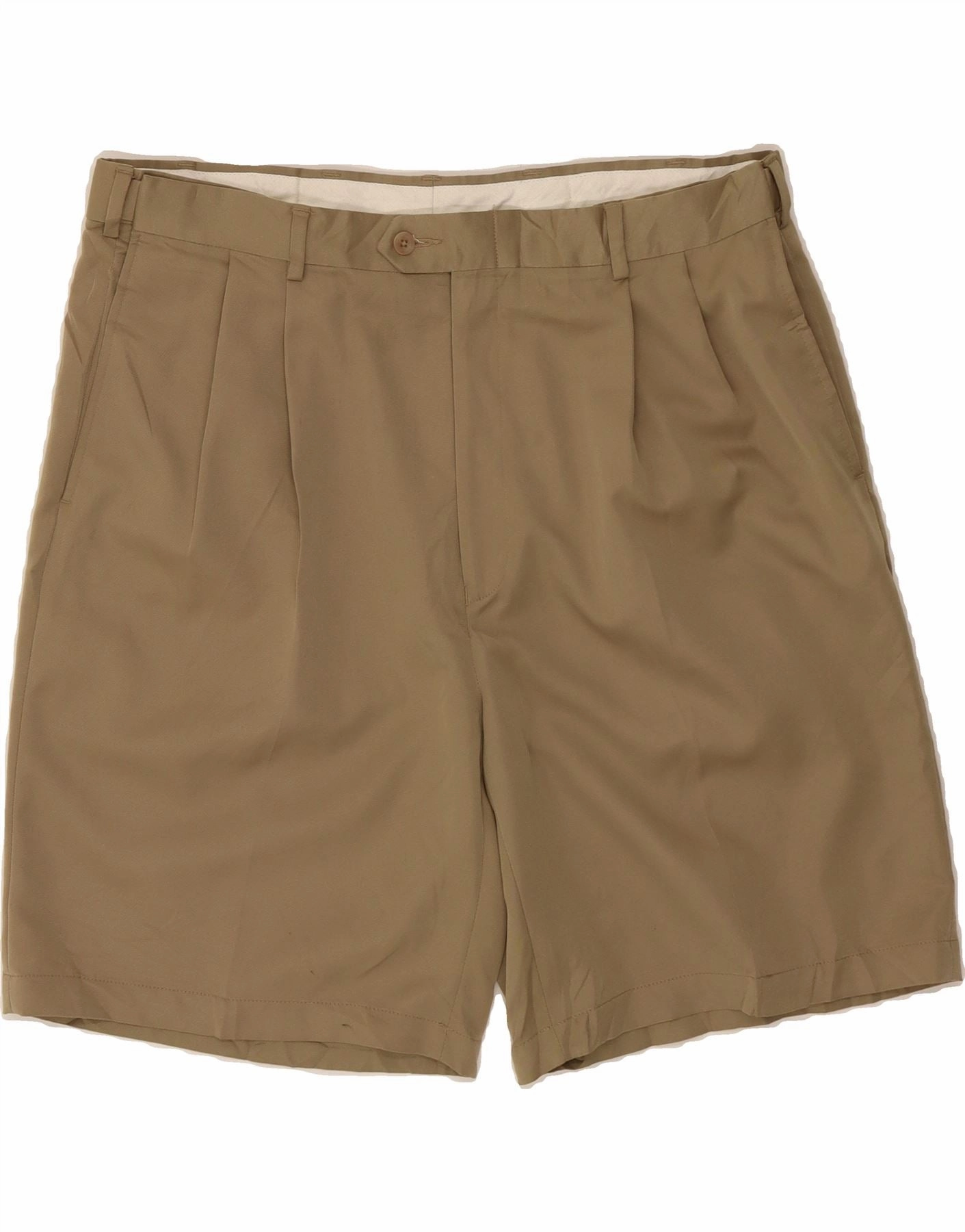 JOS A BANK Mens Pegged Chino Shorts W38 XL Brown Polyester Quick Action Fit Sweat Wicking Technology