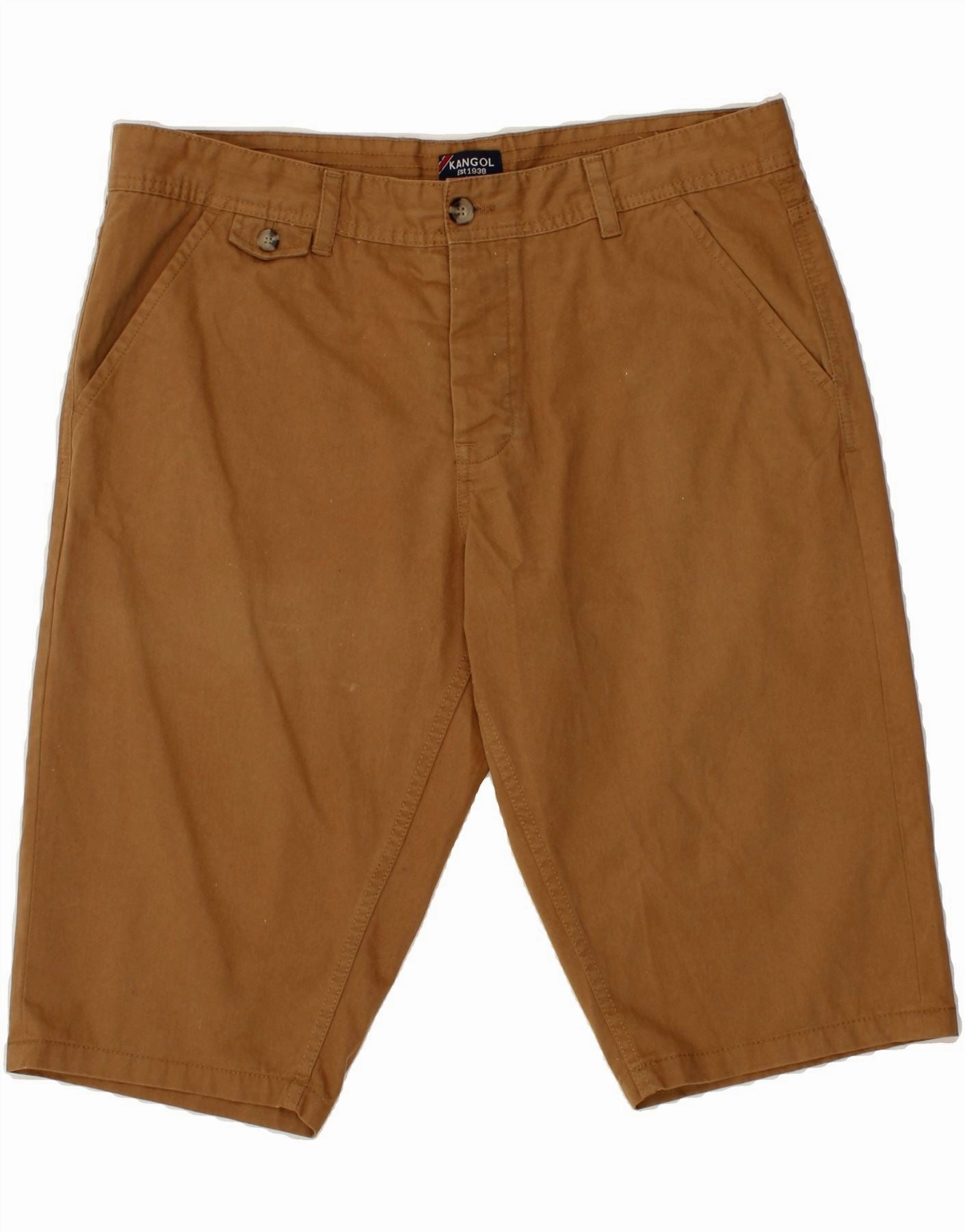 KANGOL Mens Casual Shorts XL W35  Brown Cotton Classic Vibe Contoured Articulation