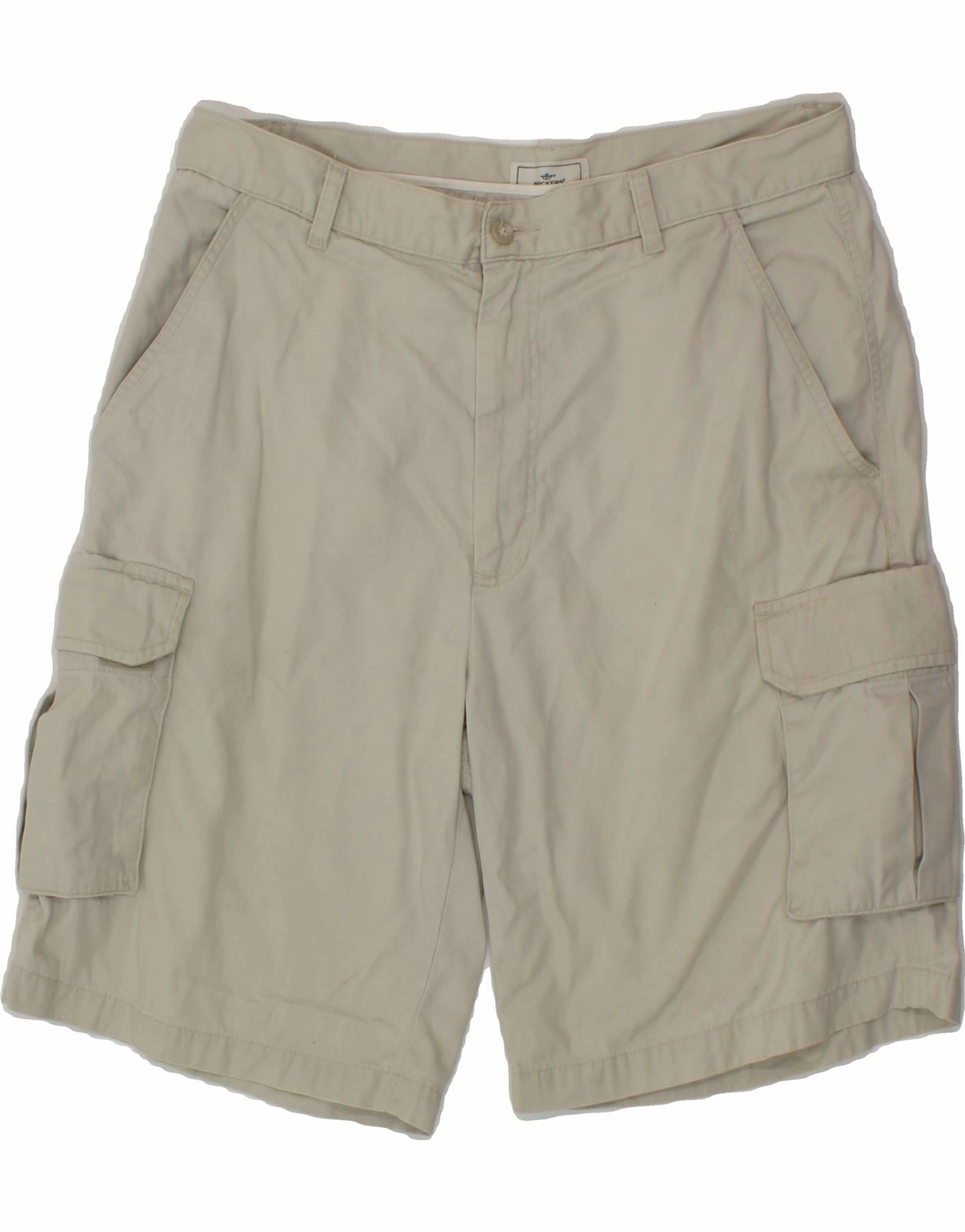 DOCKERS Mens Relaxed Fit Cargo Shorts W33 Medium Grey Cotton Beach essential
