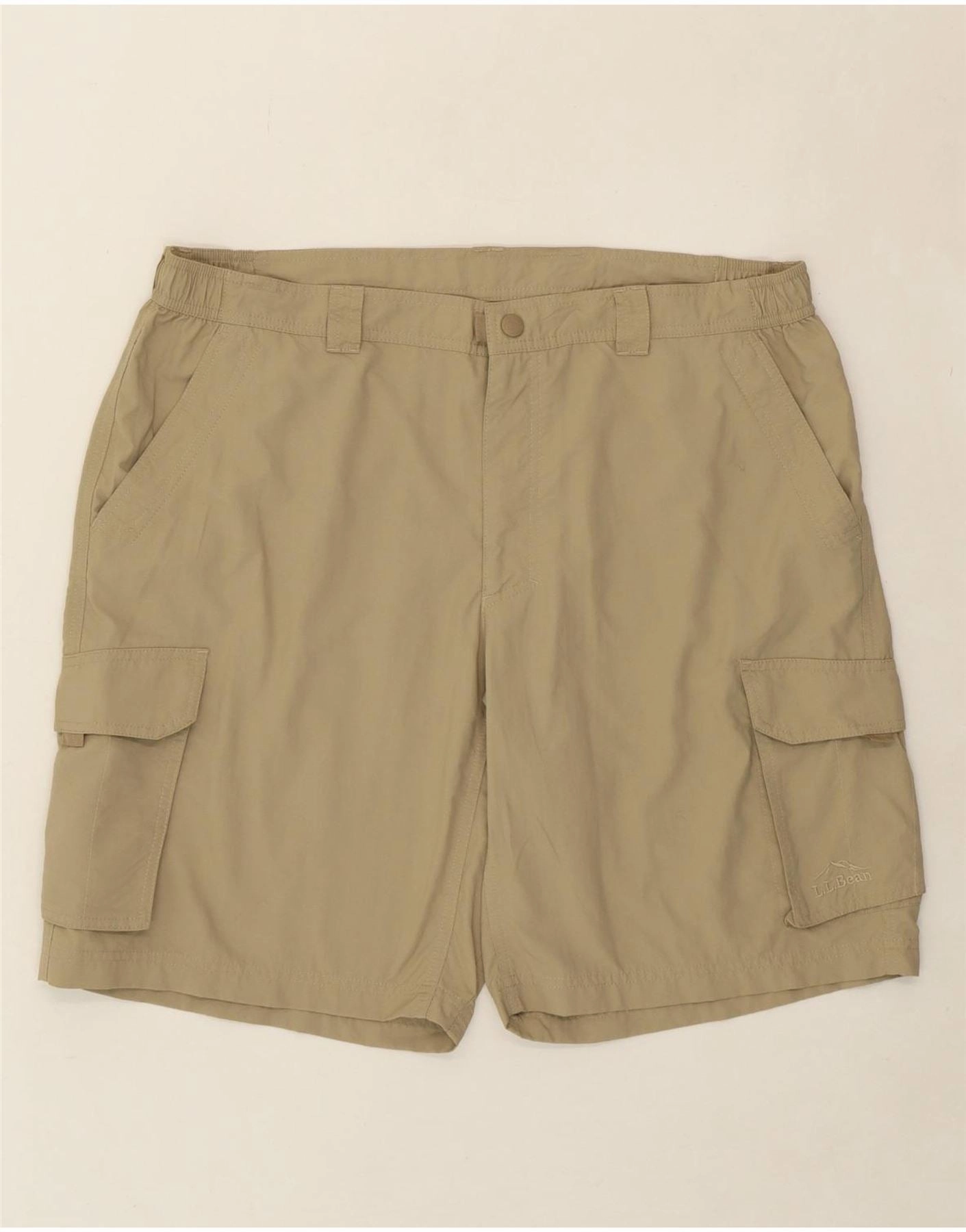 L.L.BEAN Mens Cargo Shorts XL W38  Beige Nylon Convertible Length