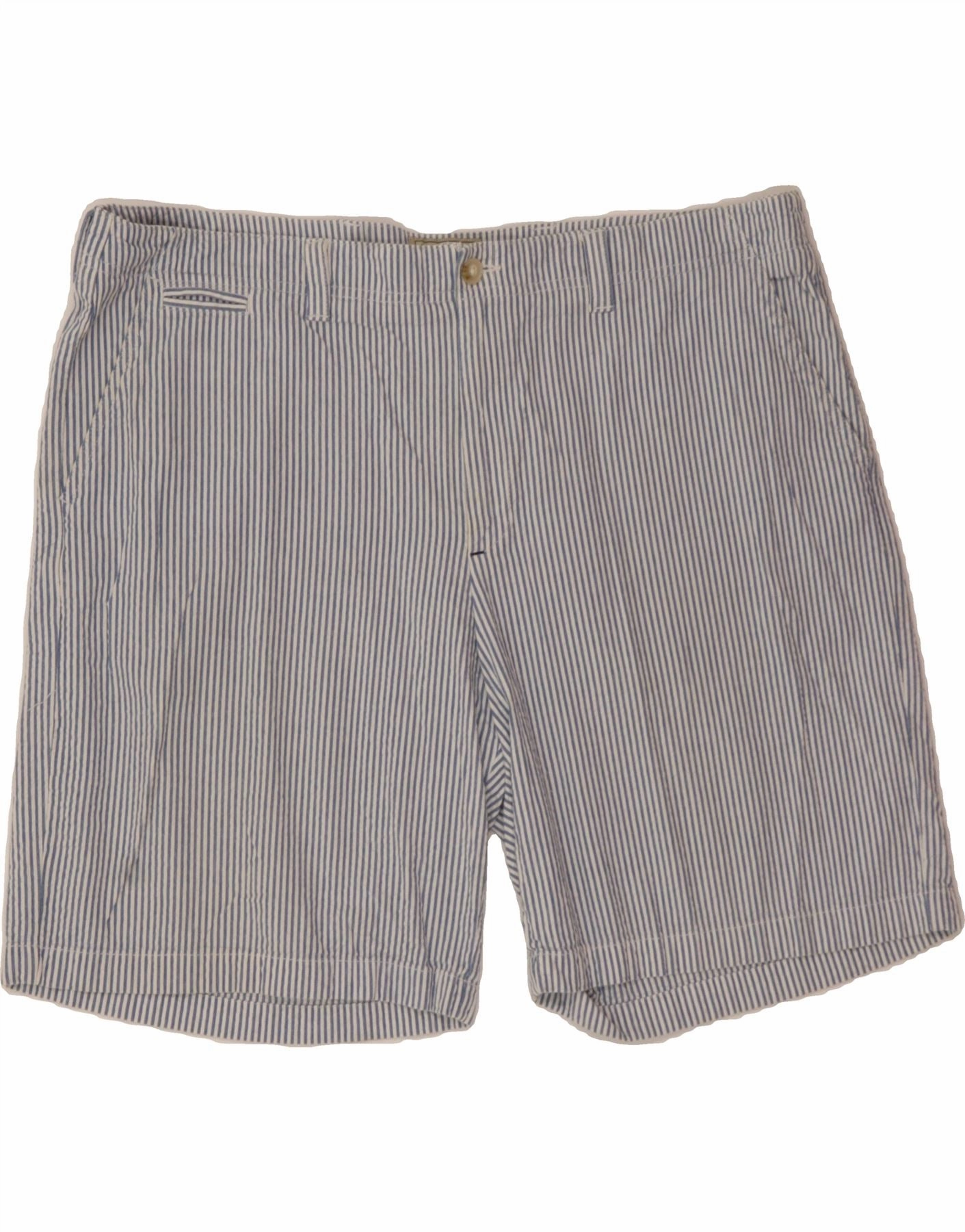 L.L.BEAN Mens Standard Fit Chino Shorts W44 2XL  Blue Pinstripe Cotton Breezy Vibe Anti Pilling Technology