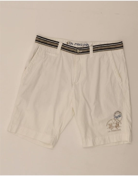 LA MARTINA Mens Chino Shorts W34 Large  White Cotton Sporty Layer