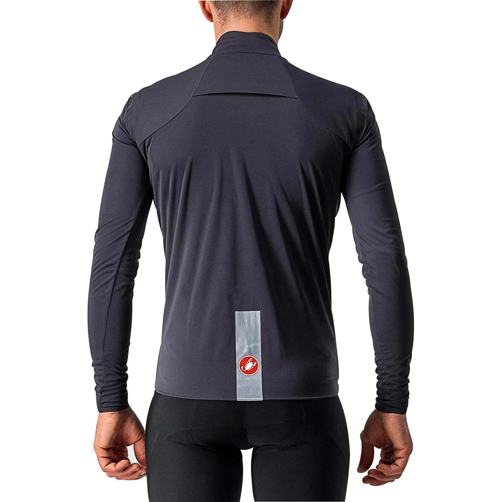 Castelli Goccia Waterproof Mens Cycling Jacket - Grey Flexible Neckline