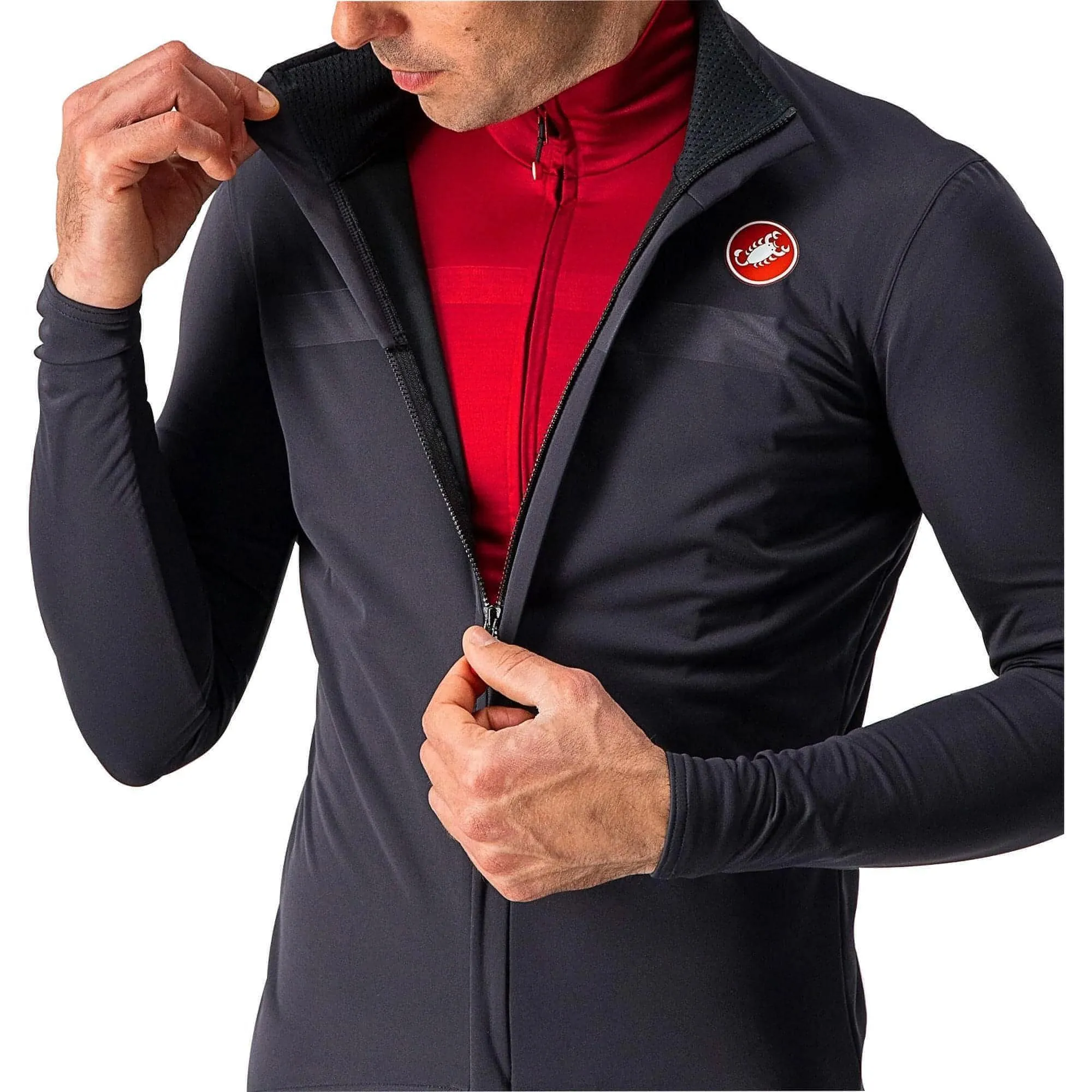 foldable Castelli Goccia Waterproof Mens Cycling Jacket - Grey