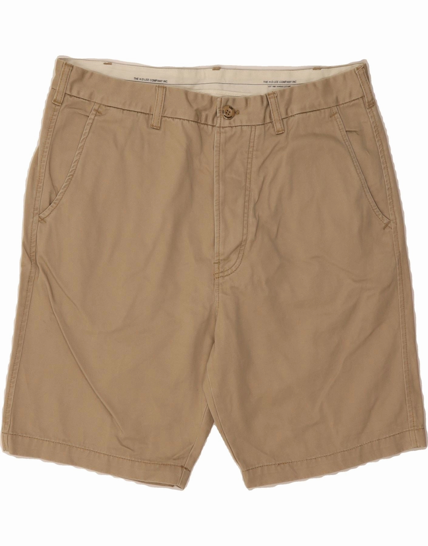 LEE Mens Chino Shorts W36 Large  Beige Cotton Rubberized Waist Grip WindResistantWeave