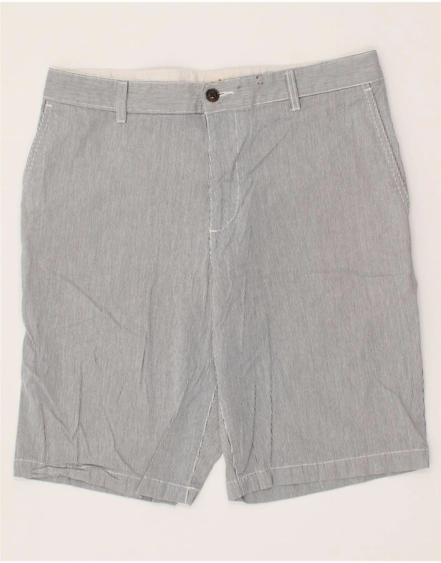 DOCKERS Mens Chino Shorts W33 Medium Grey Pinstripe Cotton Tactical Attachment Loops