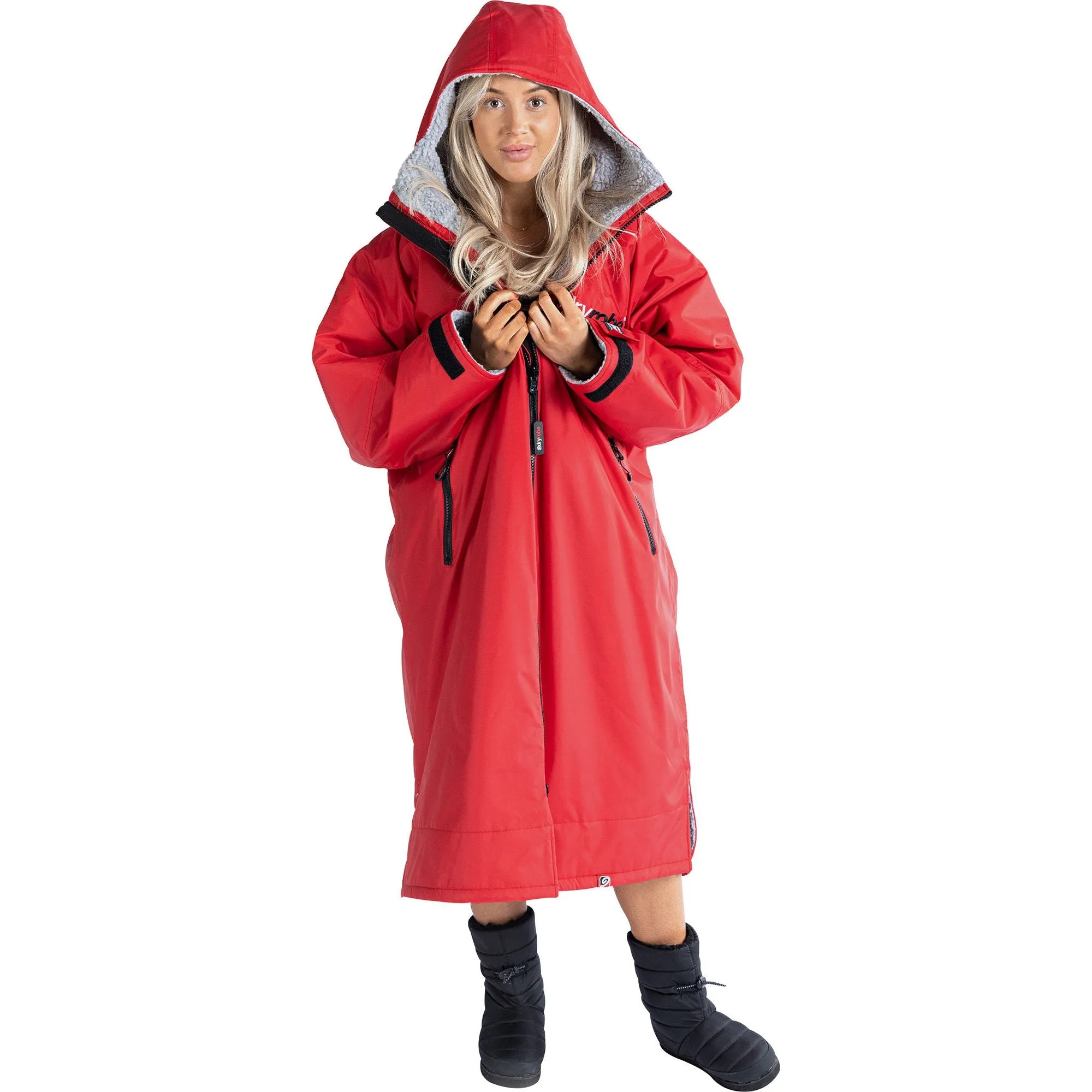 Dryrobe Advance Long Sleeve Changing Robe - Red Wide Leg Opening Design