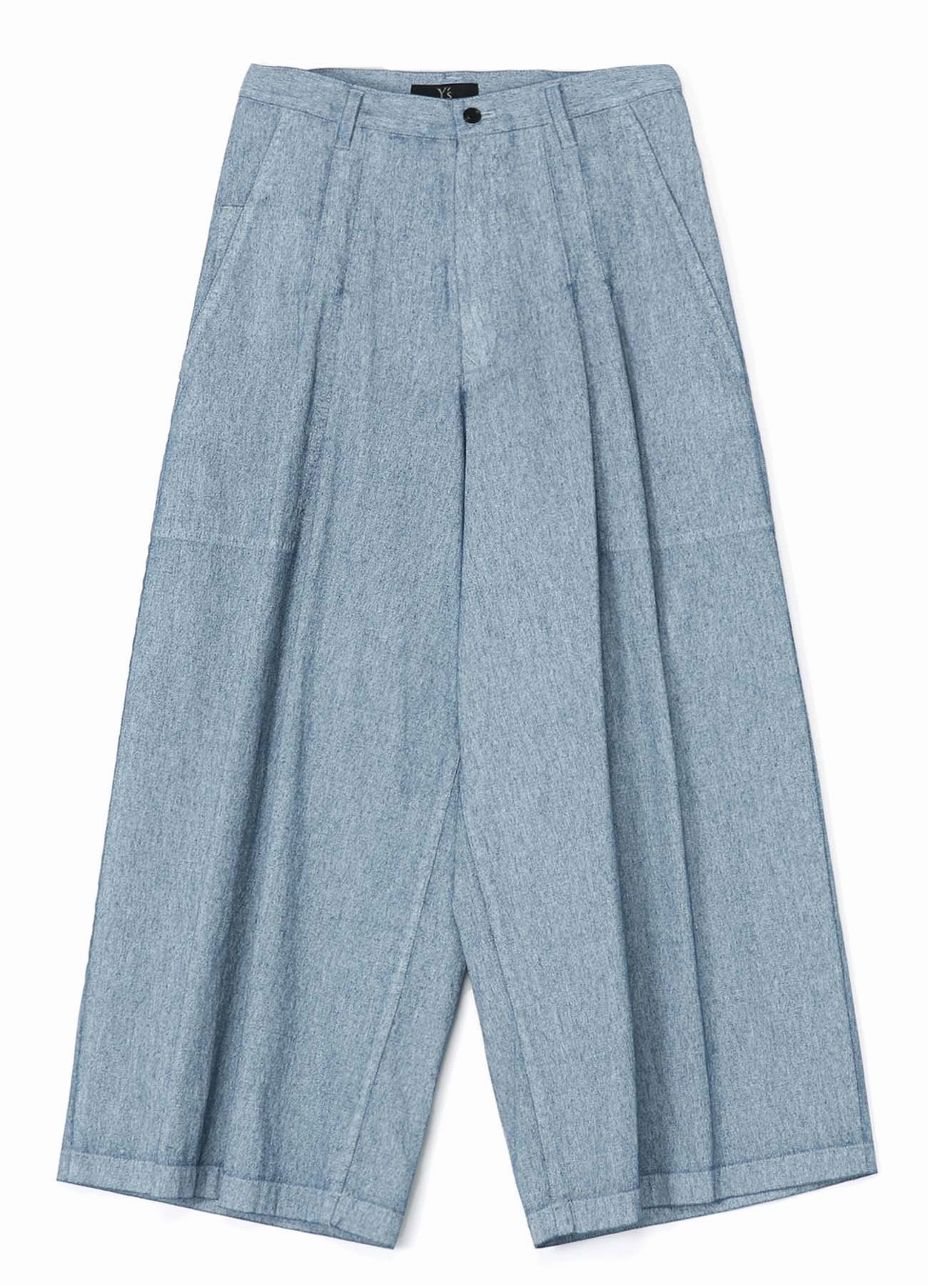 No Tag WHITE PIGMENT COATED DENIM PLEATED WIDE PANTS