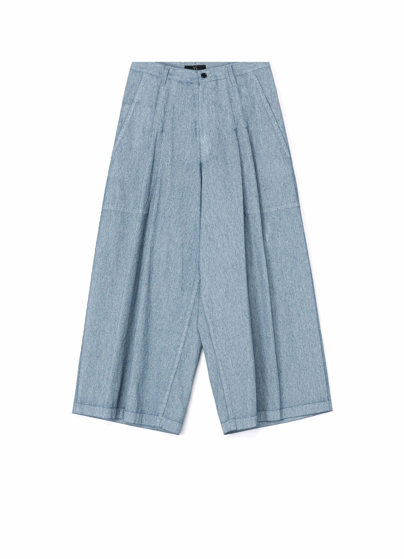 Breath Friendly Soft Brush Lining WHITE PIGMENT COATED DENIM PLEATED WIDE PANTS