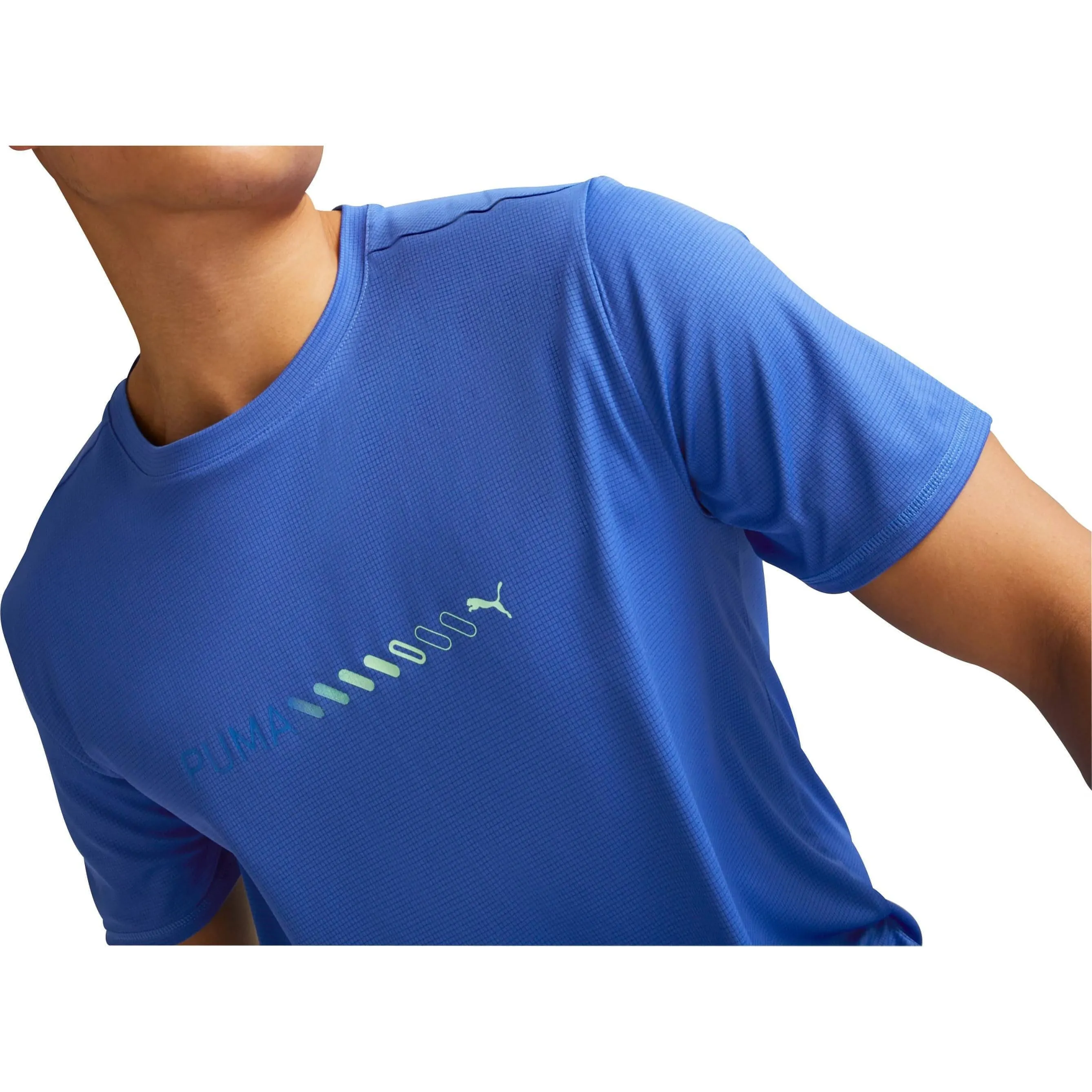 Puma Run Favourite Logo Short Sleeve Mens Running Top - Blue Ultimate Fit