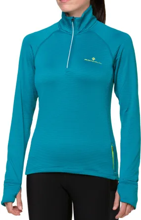 Ronhill Tech Winter Half Zip Long Sleeve Womens Running Top - Blue Trendy Tops