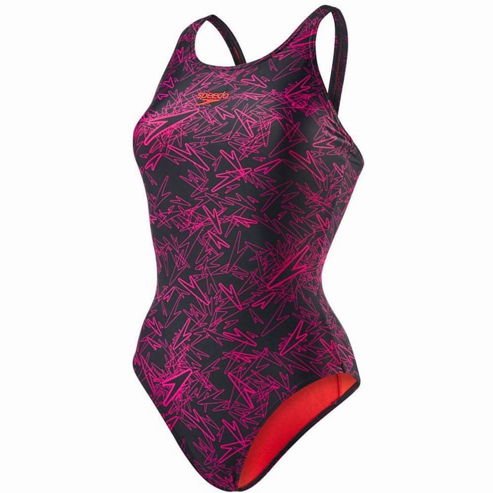 Speedo Boom Allover Muscleback Womens Swimsuit - Black Contour Support