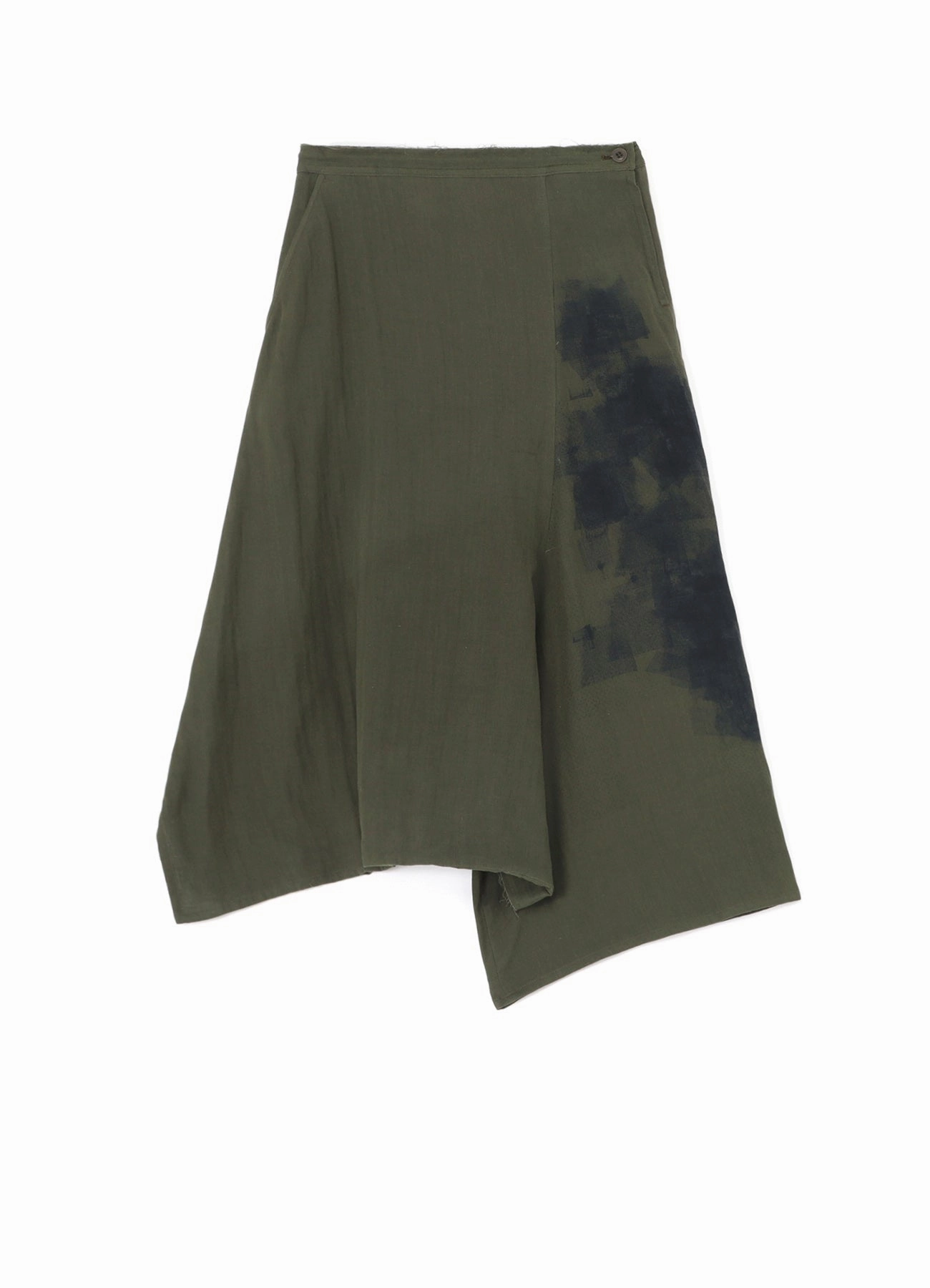 Relaxed Wearable Anti Cling Finish COTTON DOUBLE GAUZE BLURED NET PRINT WAIST STRING ASYMMETRY PANTS