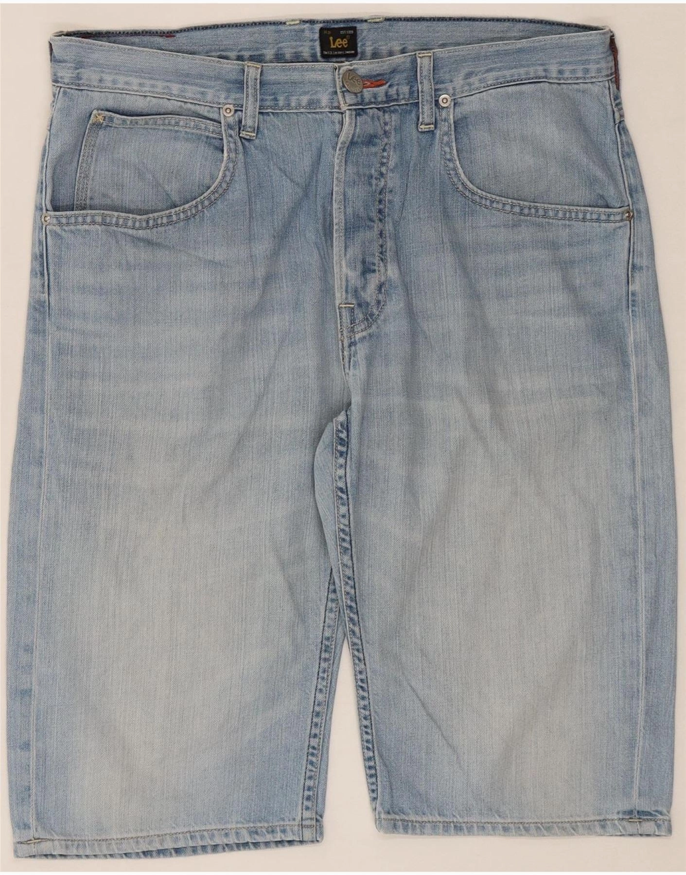 Vintage Look LEE Mens 5 Pocket Short Denim Shorts W32 Medium Blue Cotton