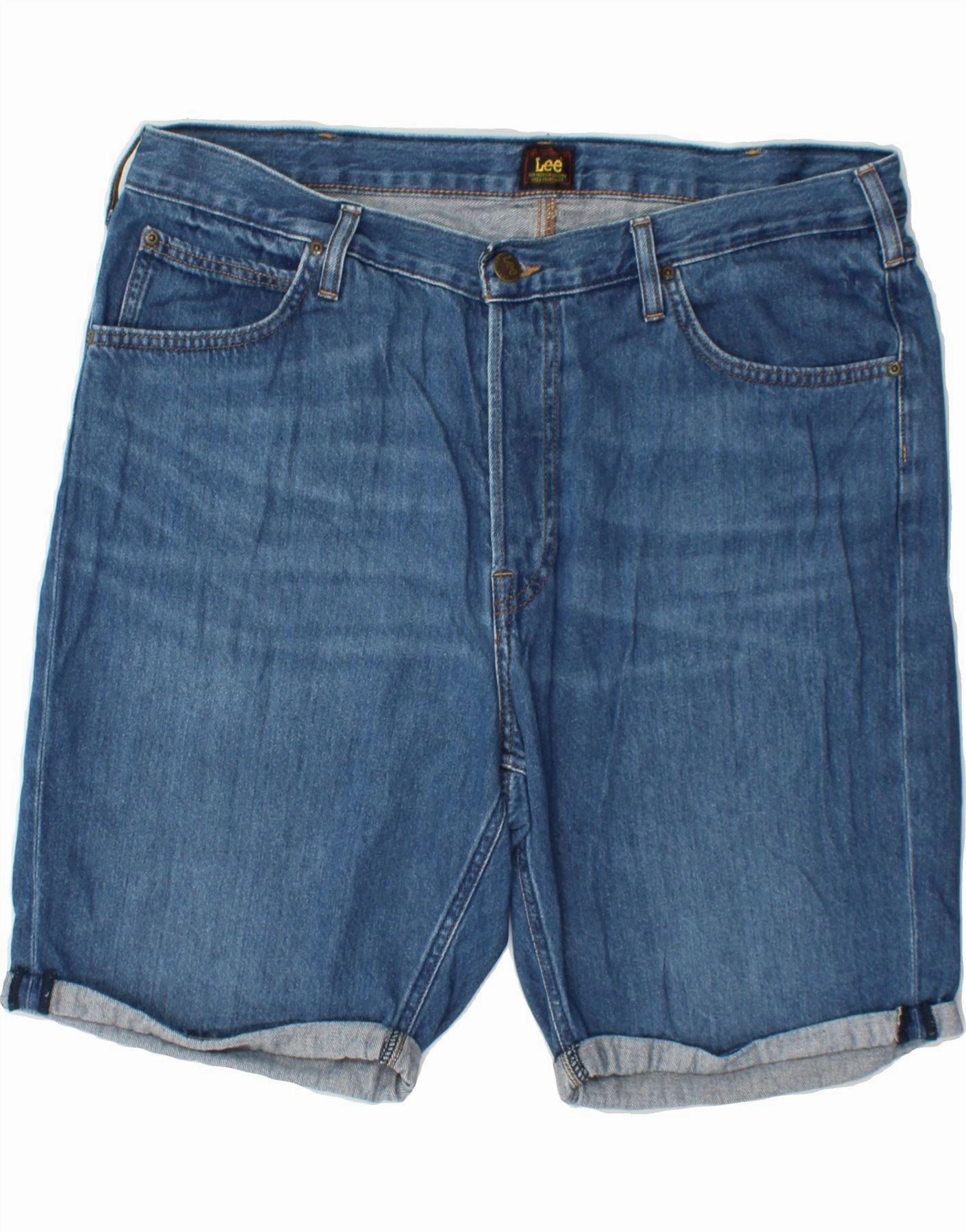 LEE Mens 5 Pocket Short Denim Shorts W38 XL Blue Cotton custom-made Cool Design