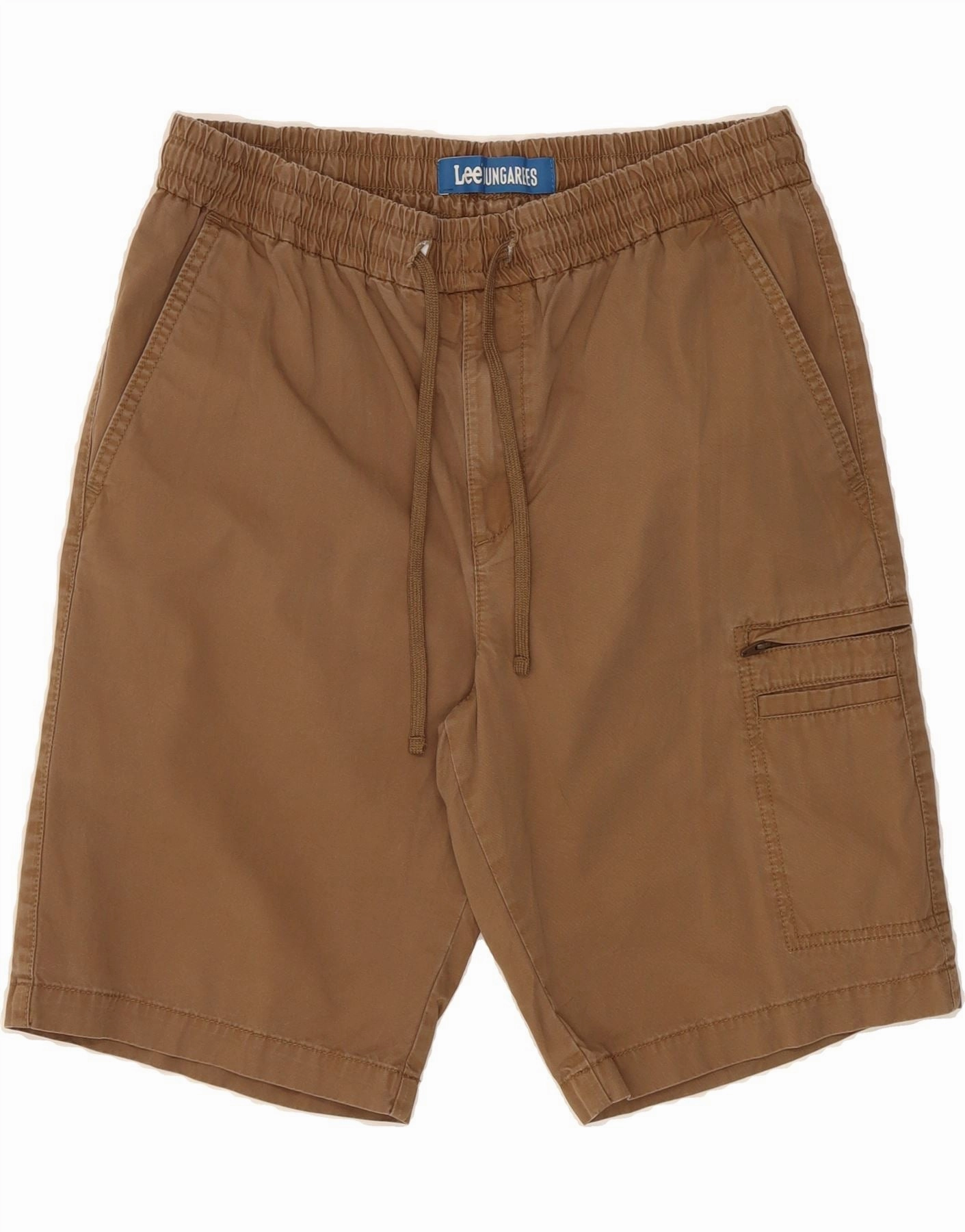 Chill Comfort Fit Layered Hem Detail LEE Mens Cargo Shorts W32 Medium Brown Cotton