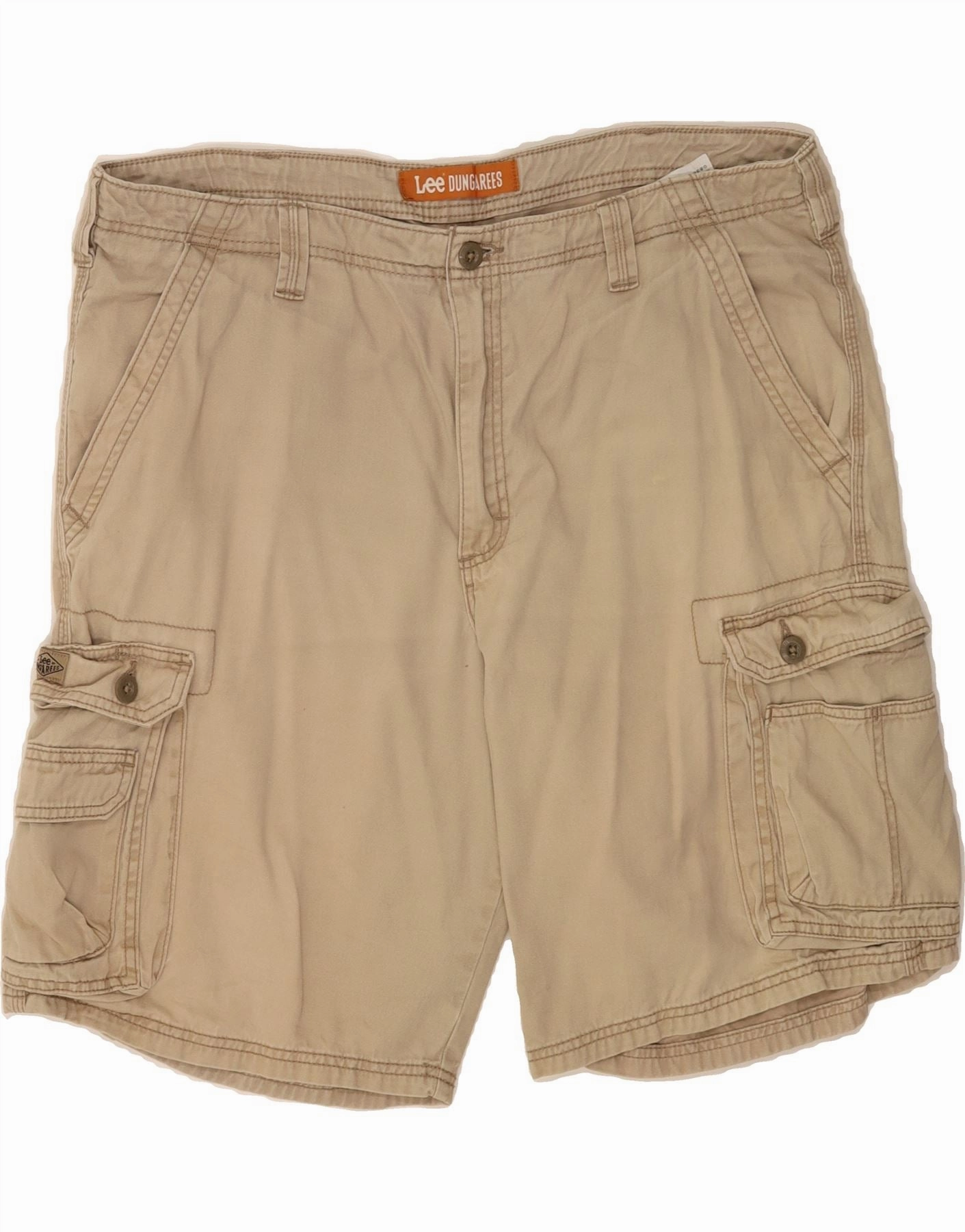 On Trend Abrasion Defying Knee Patches LEE Mens Cargo Shorts W38 XL Beige Cotton