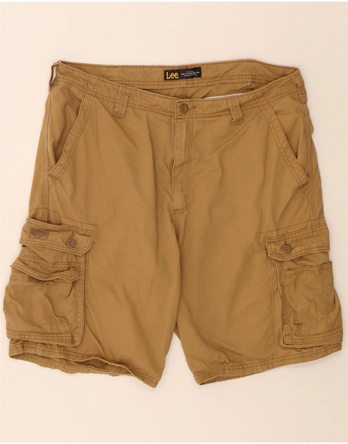 LEE Mens Cargo Shorts W38 XL Brown Cotton Athletic Cut summer shorts