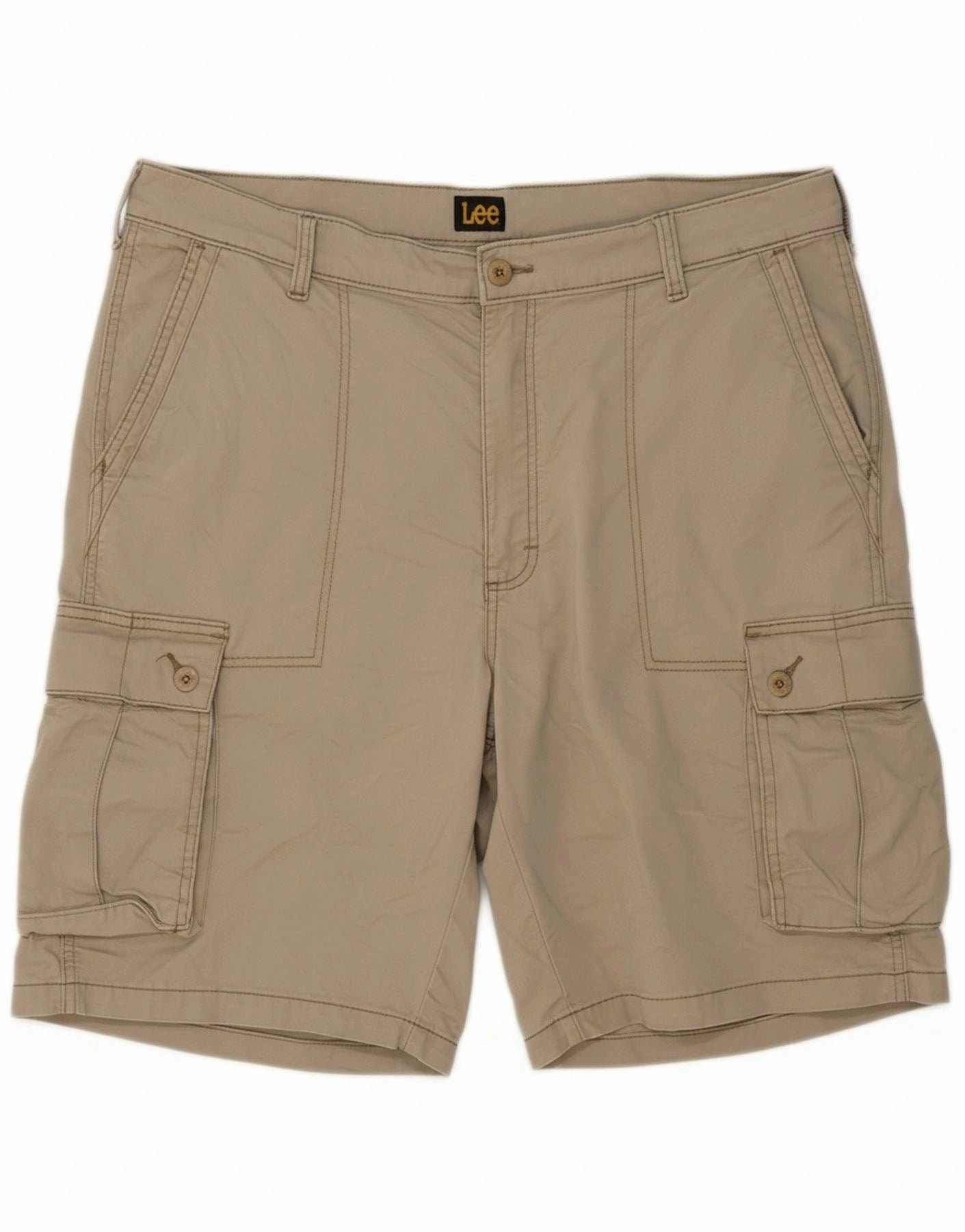 Moisture Wicking Technology Travel Friendly LEE Mens Cargo Shorts W40 XL  Beige Cotton