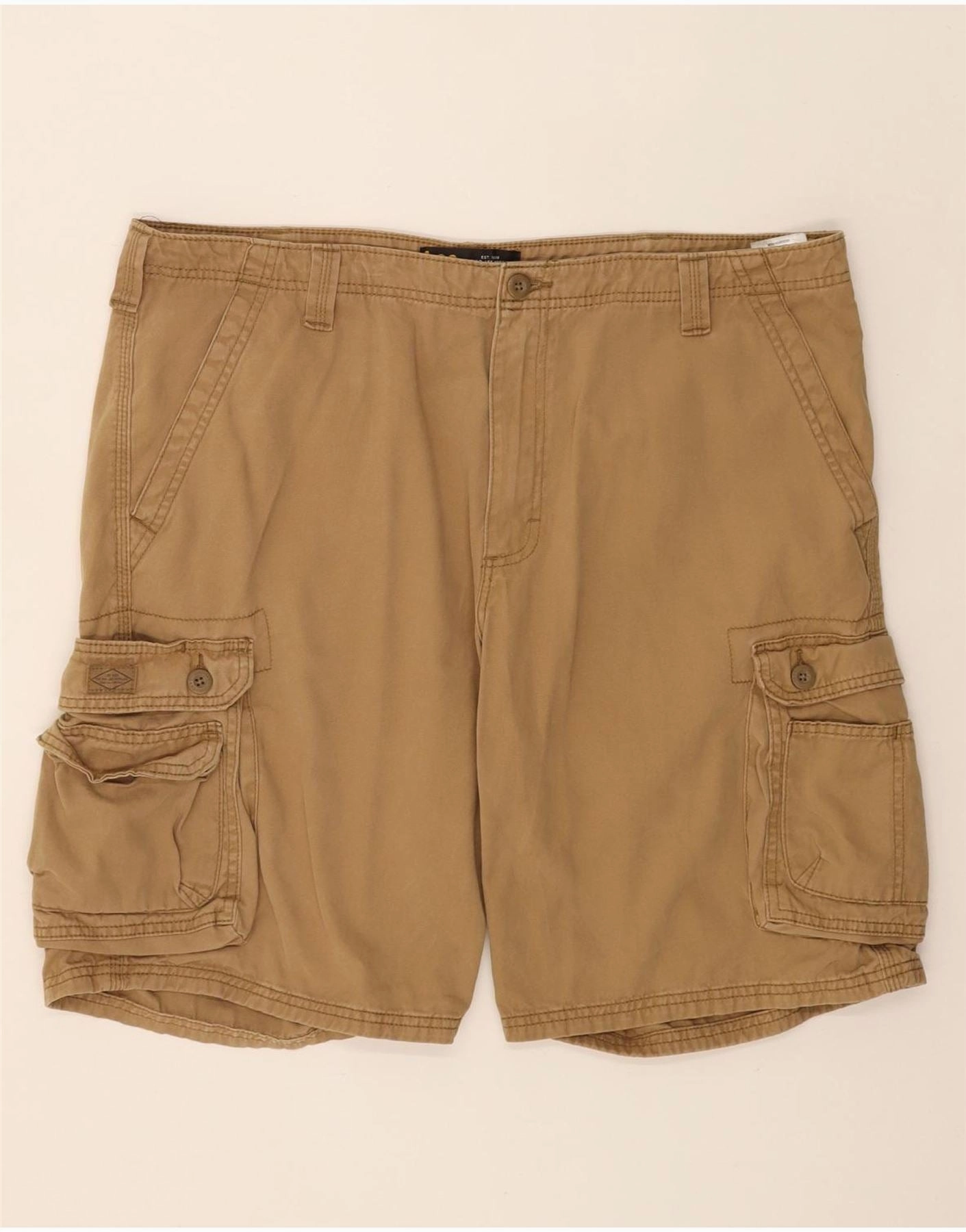 Snag Free Fabric Technology Flex Fit Design LEE Mens Cargo Shorts W40 XL Brown Cotton