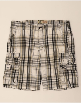 Stretch performance LEE Mens Cargo Shorts W42 2XL White Check Cotton