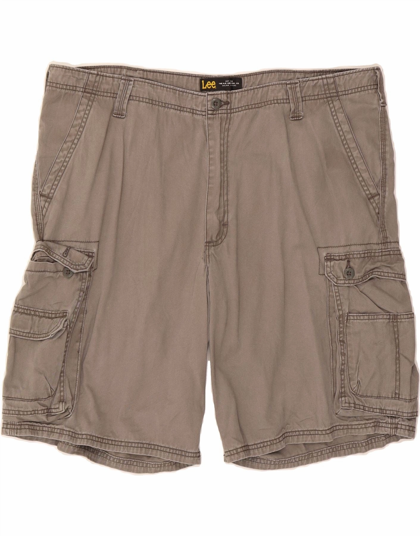 Stain-Resistant Weightless Travel Design LEE Mens Cargo Shorts W44 2XL Grey Cotton