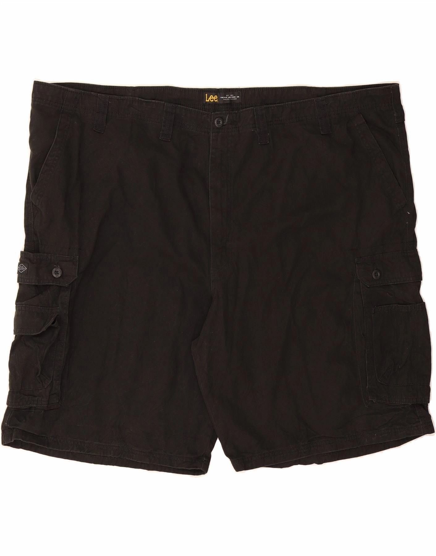 Soft Inner Lining LEE Mens Cargo Shorts W54 5XL Black Cotton