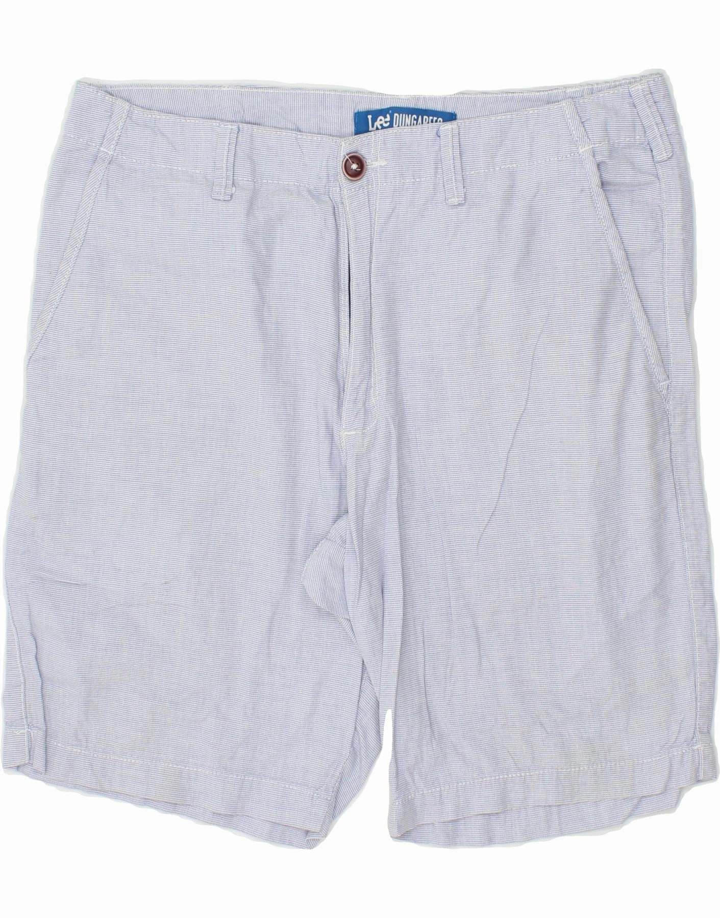 Effortless Style RecycledPolyester LEE Mens Chino Shorts W36 Large Blue Check Cotton