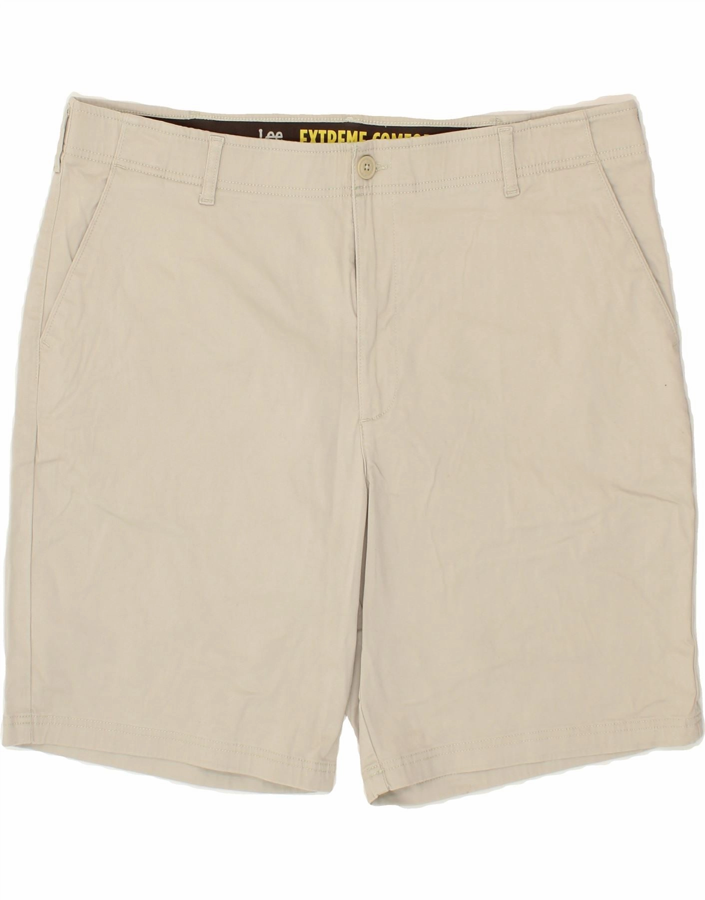 Reflective Trim Detail LEE Mens Chino Shorts W42 2XL Beige Cotton